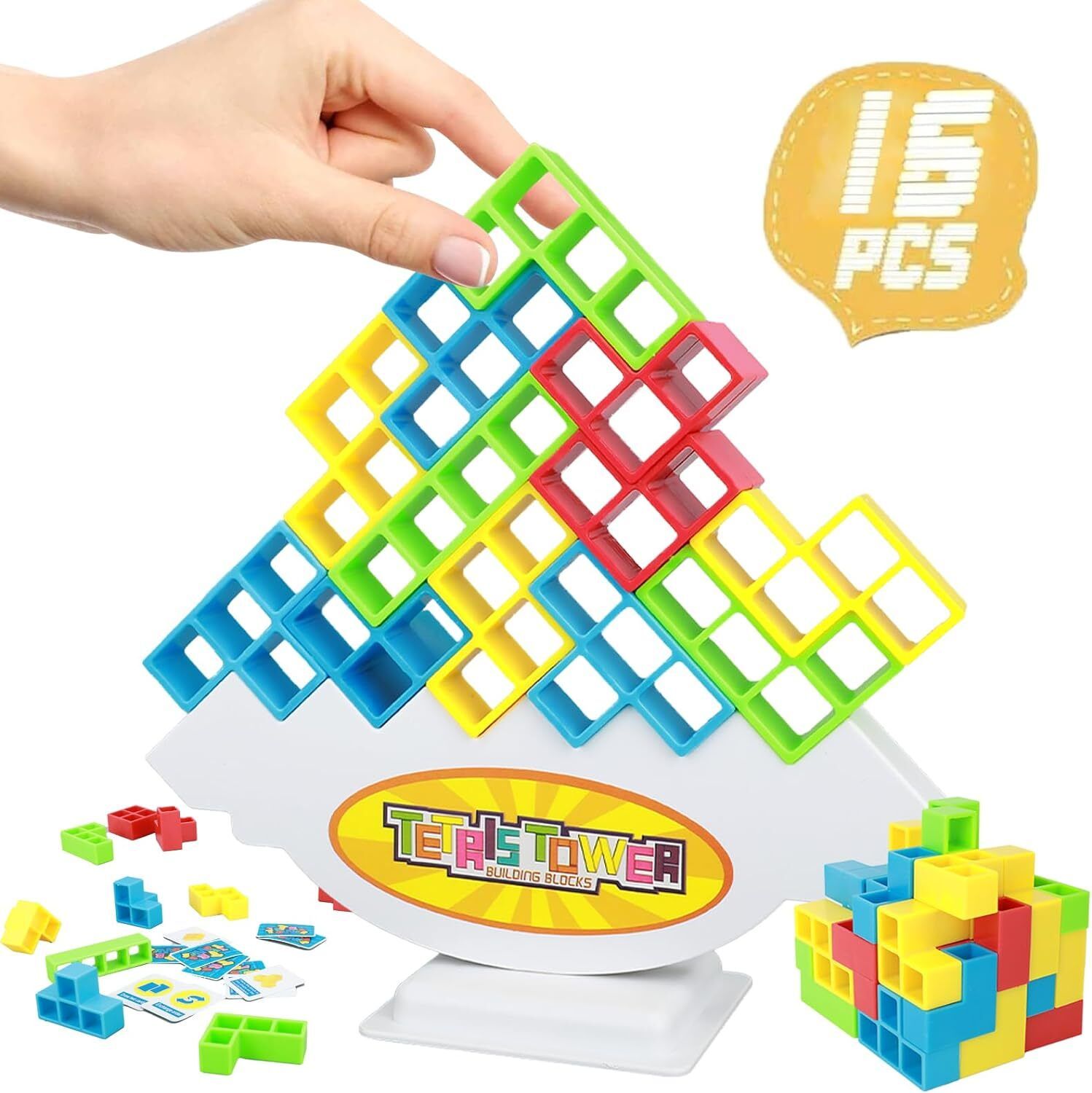 Tetra Tower Balance Game Swing Stack Balance Toy for Kids- 16 Pcs-image-25