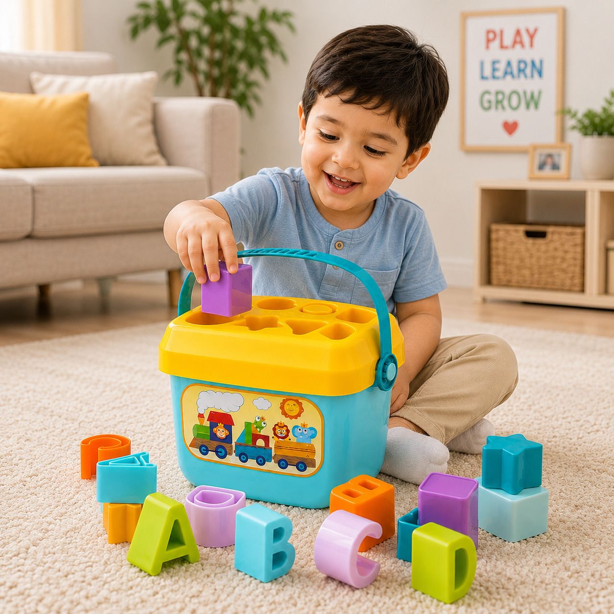 tileez Kids Educational Shape Sorter with Alphabet Blocks Toy-picture-24