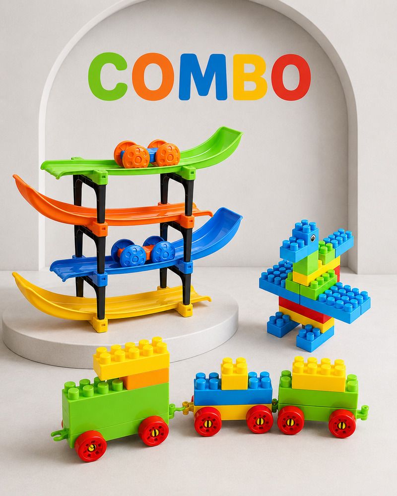 jasmine collection Kids Gift Set with 55 Piece Building Blocks and 4 Layer Car Ramp Toy for Kids-picture-26