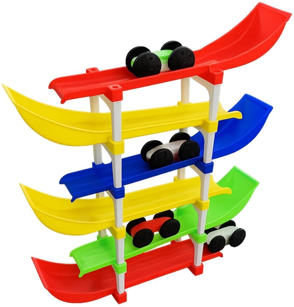 6 Level Zig Zag Car Racing Track Toy with 4 Mini Cars-image-4