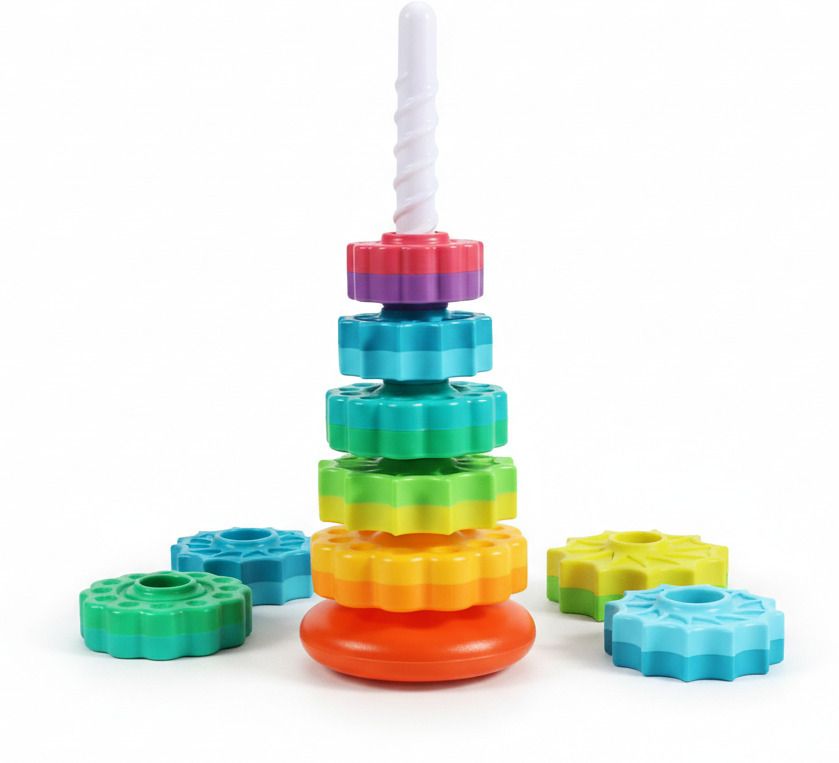 Spinning Stacking Tower for Kids Colorful Rainbow Spin Stacker for Toddlers SML-image-36