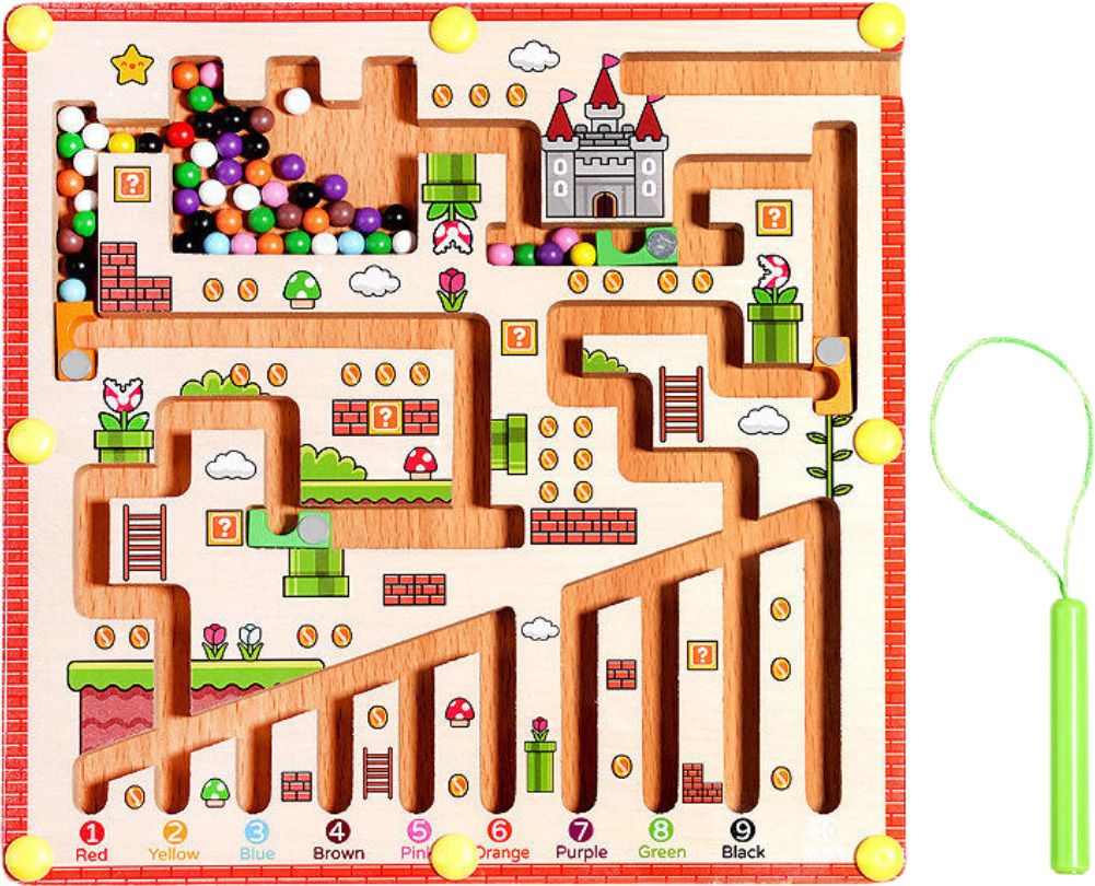 Wooden Magnetic Ball Maze Puzzle Super Mario Theme for Children (Small)