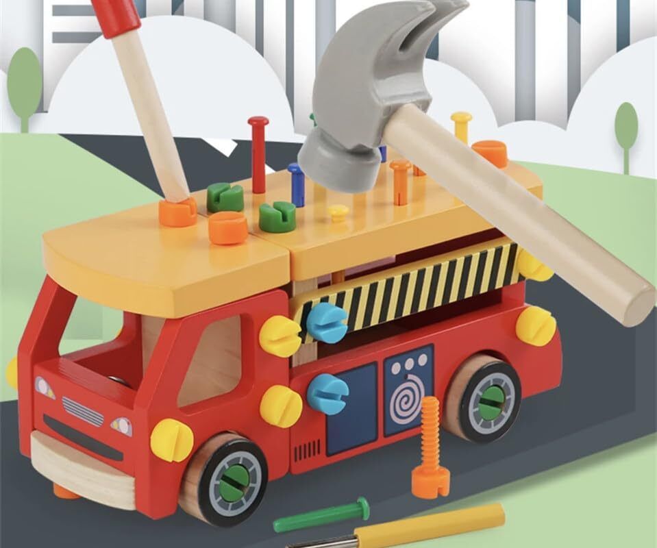 bestie toys Wooden Toddler Fire Truck Tool Set for Boys Toy-picture-13