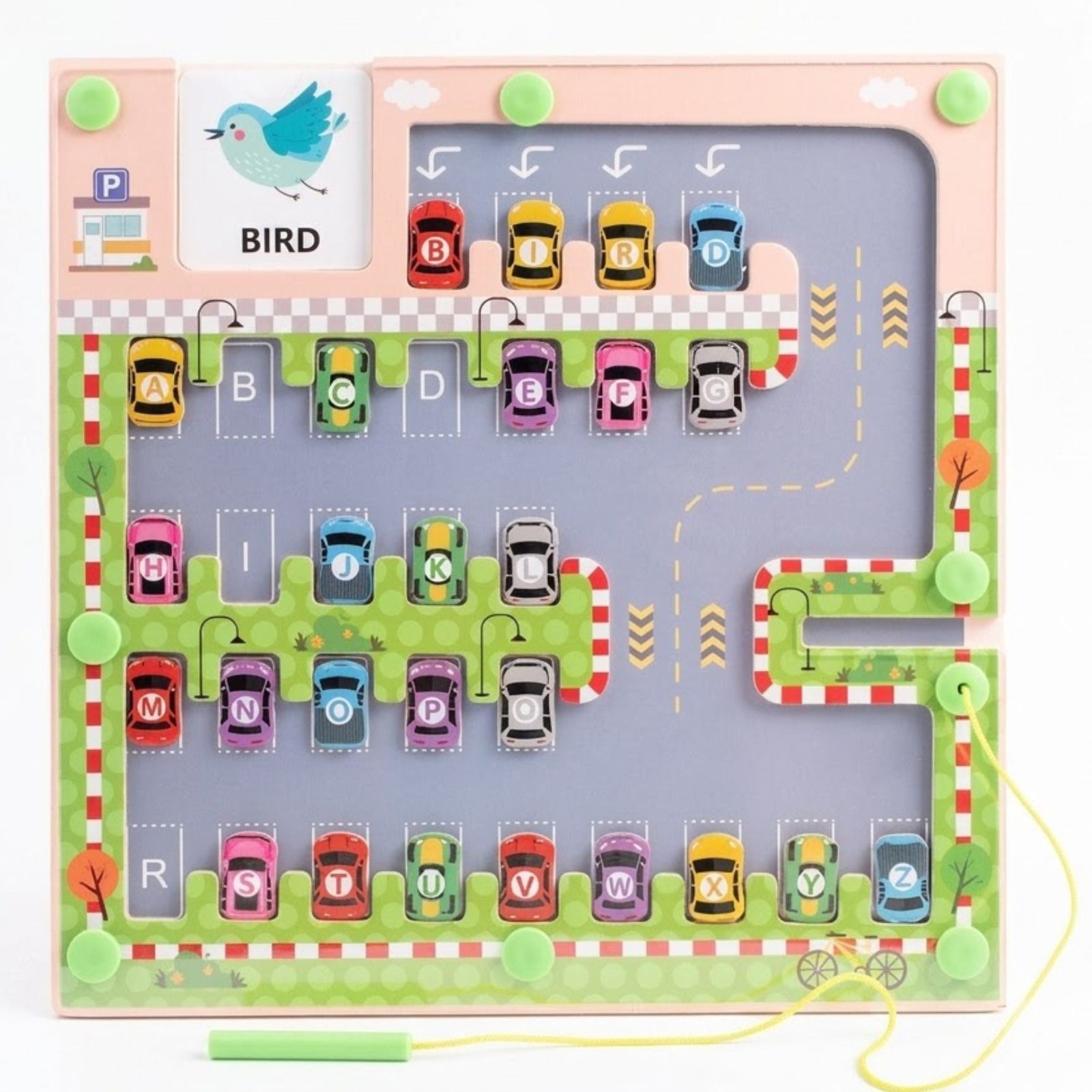 Wooden Magnetic Alphabet Car Parking Maze Board Montessori Learning Toy-image-25