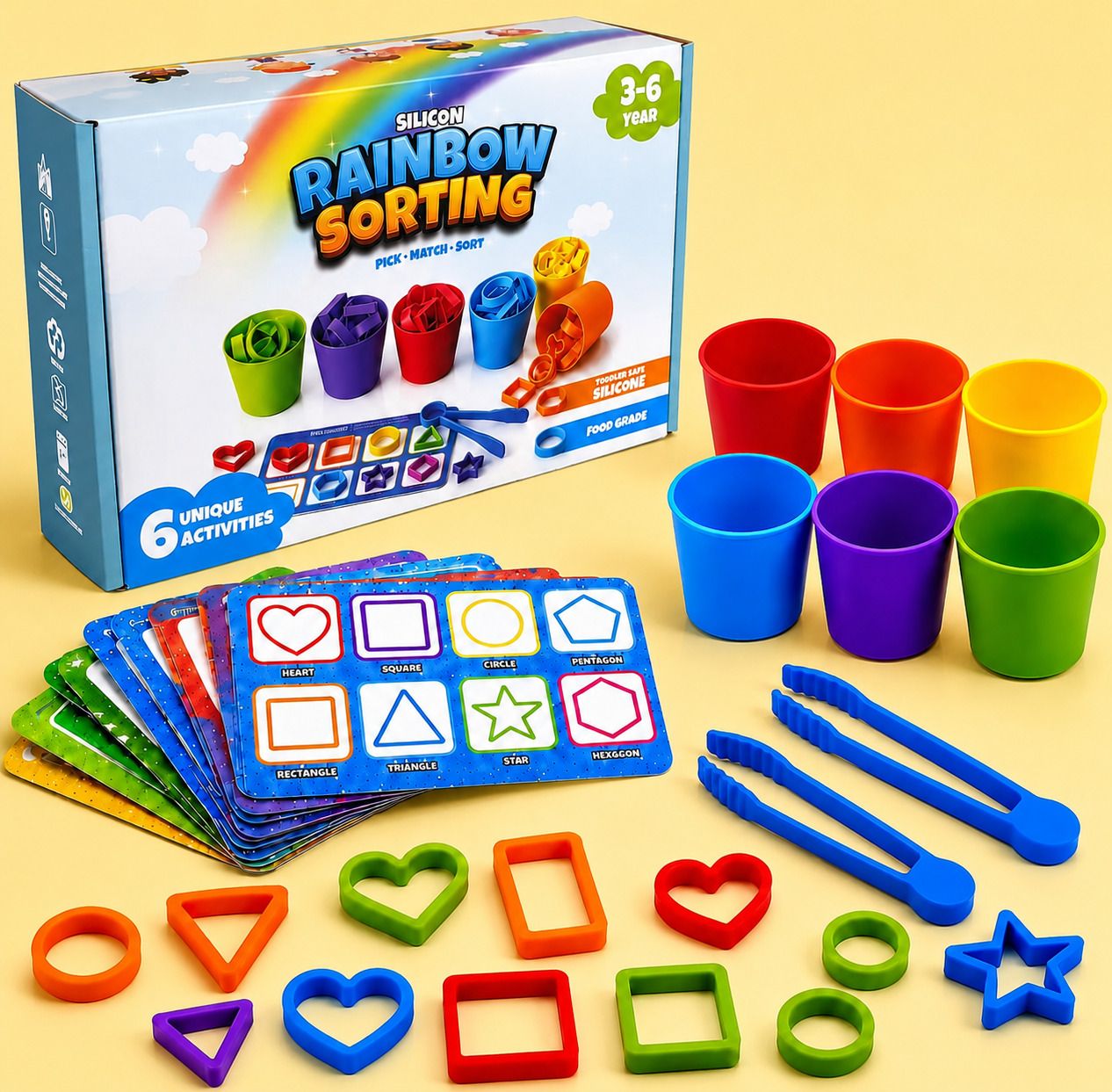 sthofy Rainbow Sorting Game Toy for Early Learning Kids Staking Toys-picture-22