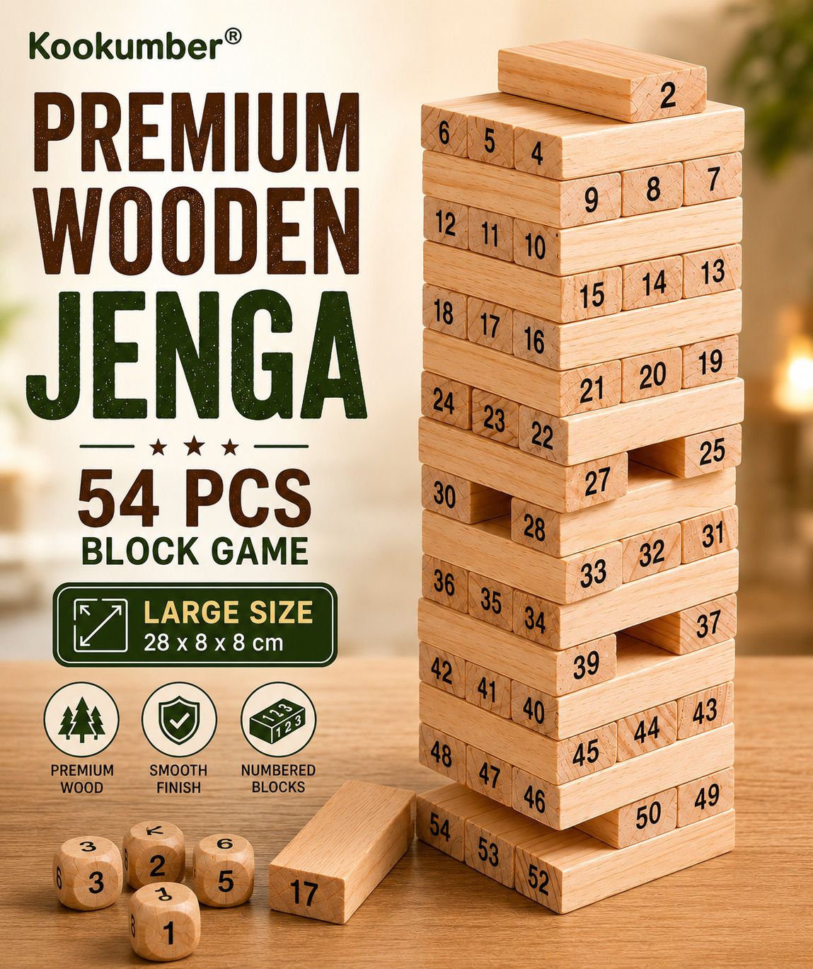 thriveonix Premium Jenga Game 54 Pcs | Wooden Block Game-picture-12
