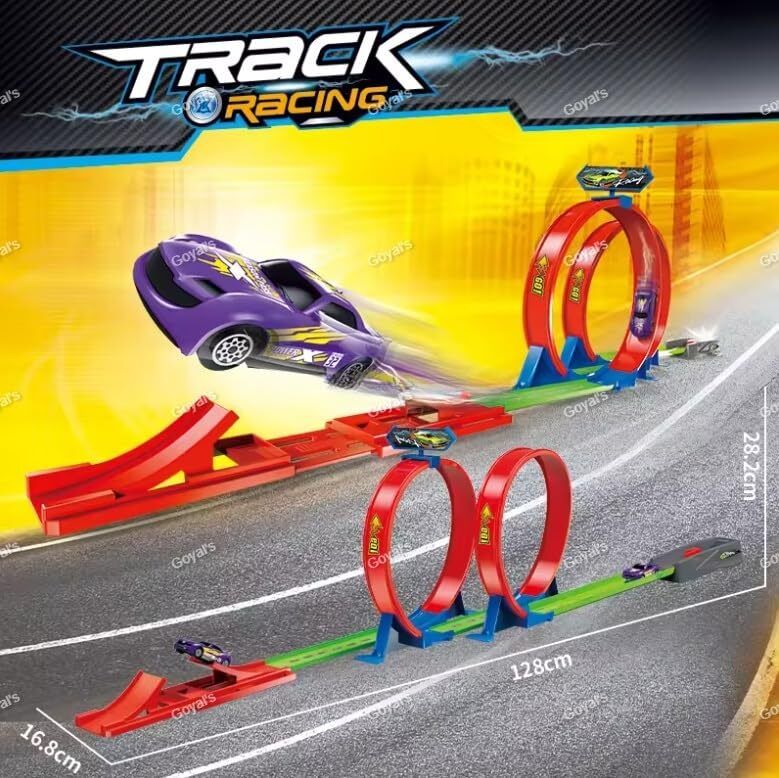 Double Loop Track Car Toy Inertia Powerd Car Racing Track-image-1