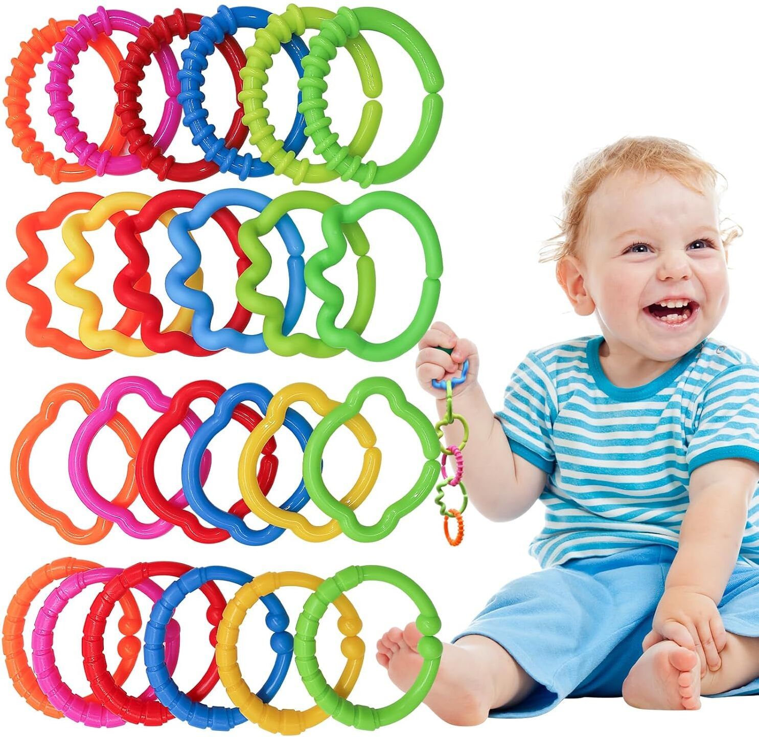 dandur 24 Pack Baby Rings Link Toys for Hanging Toy-picture-15