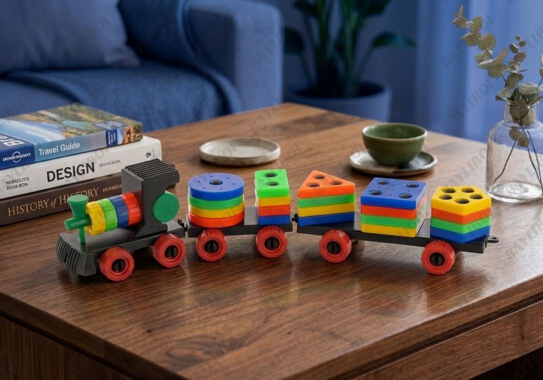 Geometric Train Blocks Shape Sorting & Colour Stacking Toys for Preschool Kids-image-44