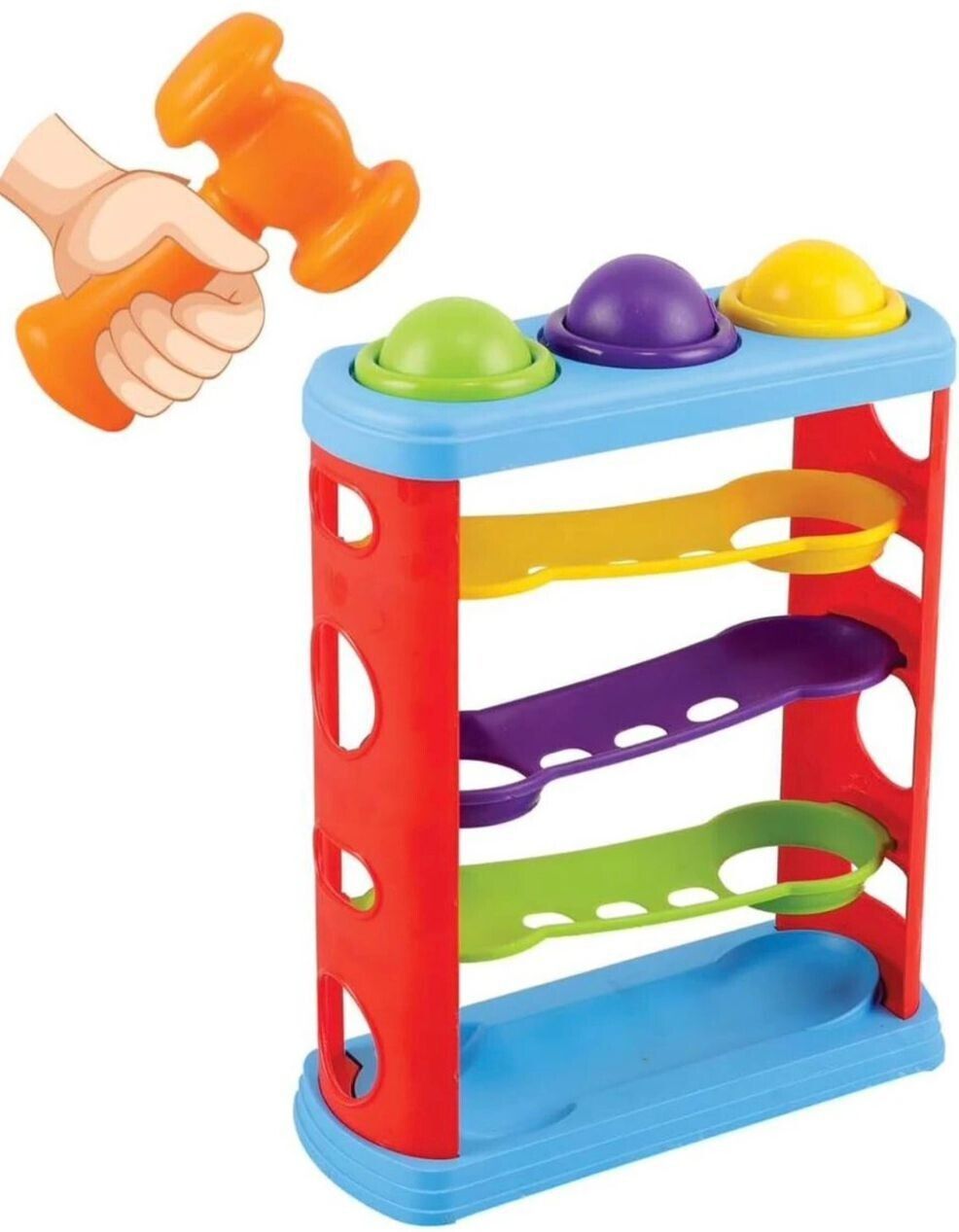 novexa KID HAMMER BALL DROP TOY WITH ROLLING TRACK |COLORFUL EDUCATIONAL & LEARNING TOY-picture-30