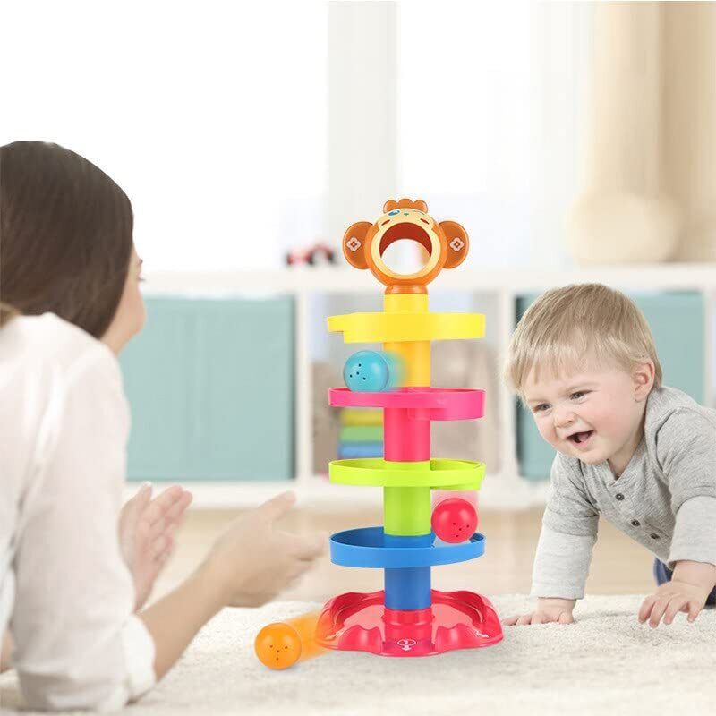 Roll ball Heavy Plastic 5 Layer Tower Run with Swirling Ramp with 3 Rattle Balls-image-21