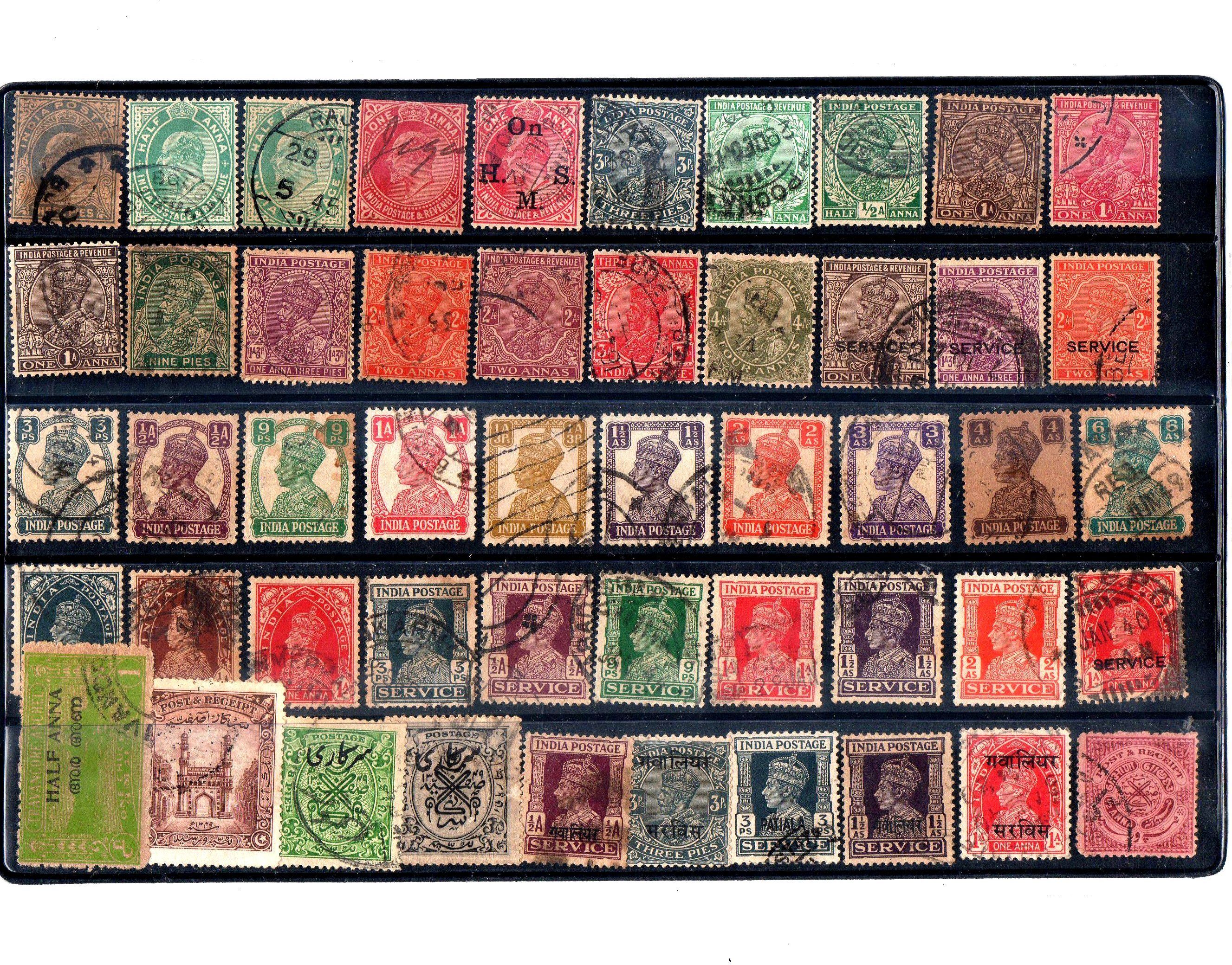 gold mint Pre 1947 British India & states Old Antique Rare stamps set of 50 Different Lot Stamps-picture-11