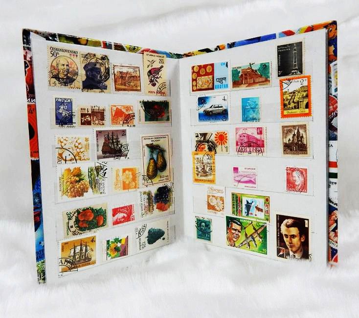 Stamp Album stock book 20 pages with 500 world stamps gift combo set Stamp Album-image-12