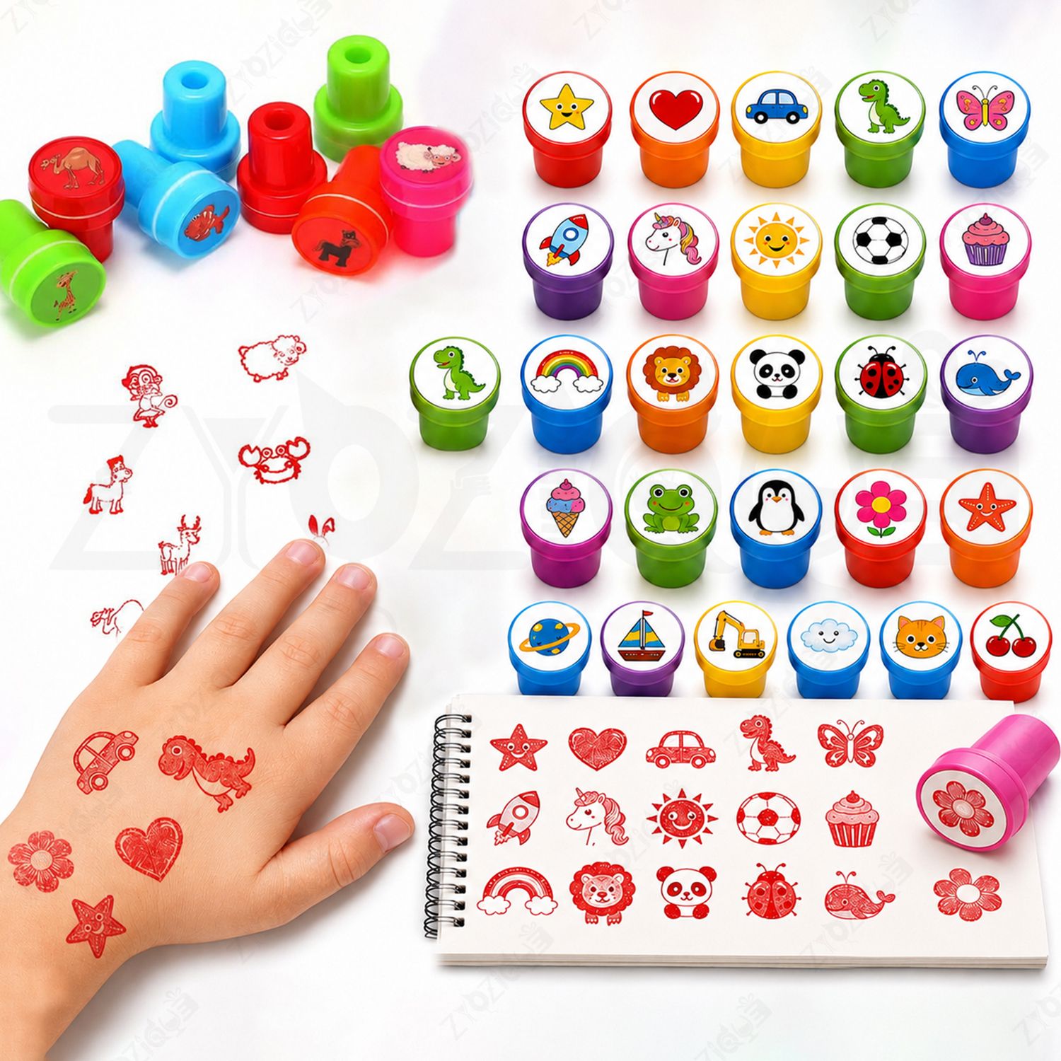zyozique Emoji Stampers for Kids Self Ink Stamps Set with 20 Fun Emoji Designs, Colorful-picture-22