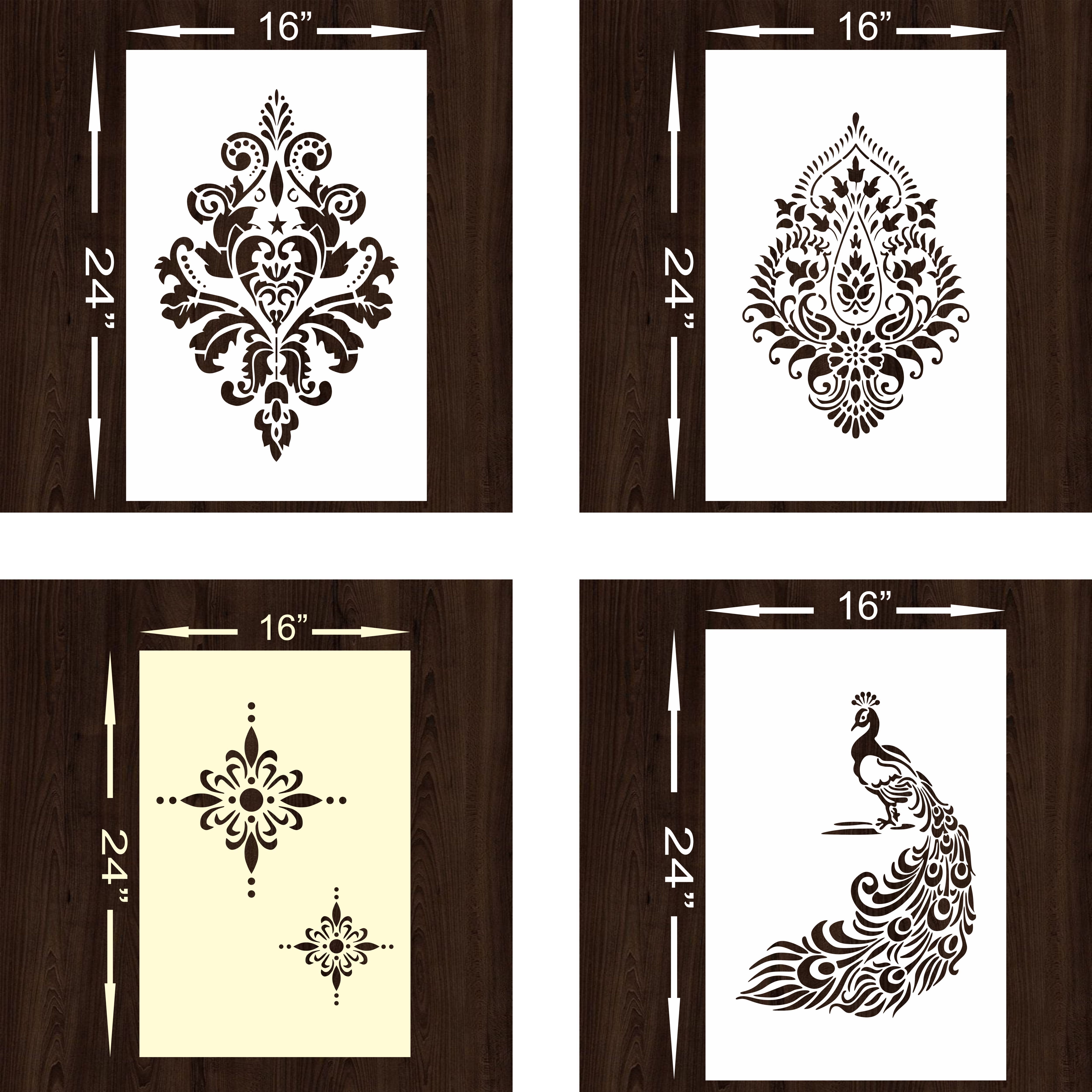 Wall Stencil (Size:- 16X24 Inch Theme- (2045) Pattern Suitable For Bedroom, Drawing Room & Office Decoration Modern Home Wall Arts Stencil-image-44
