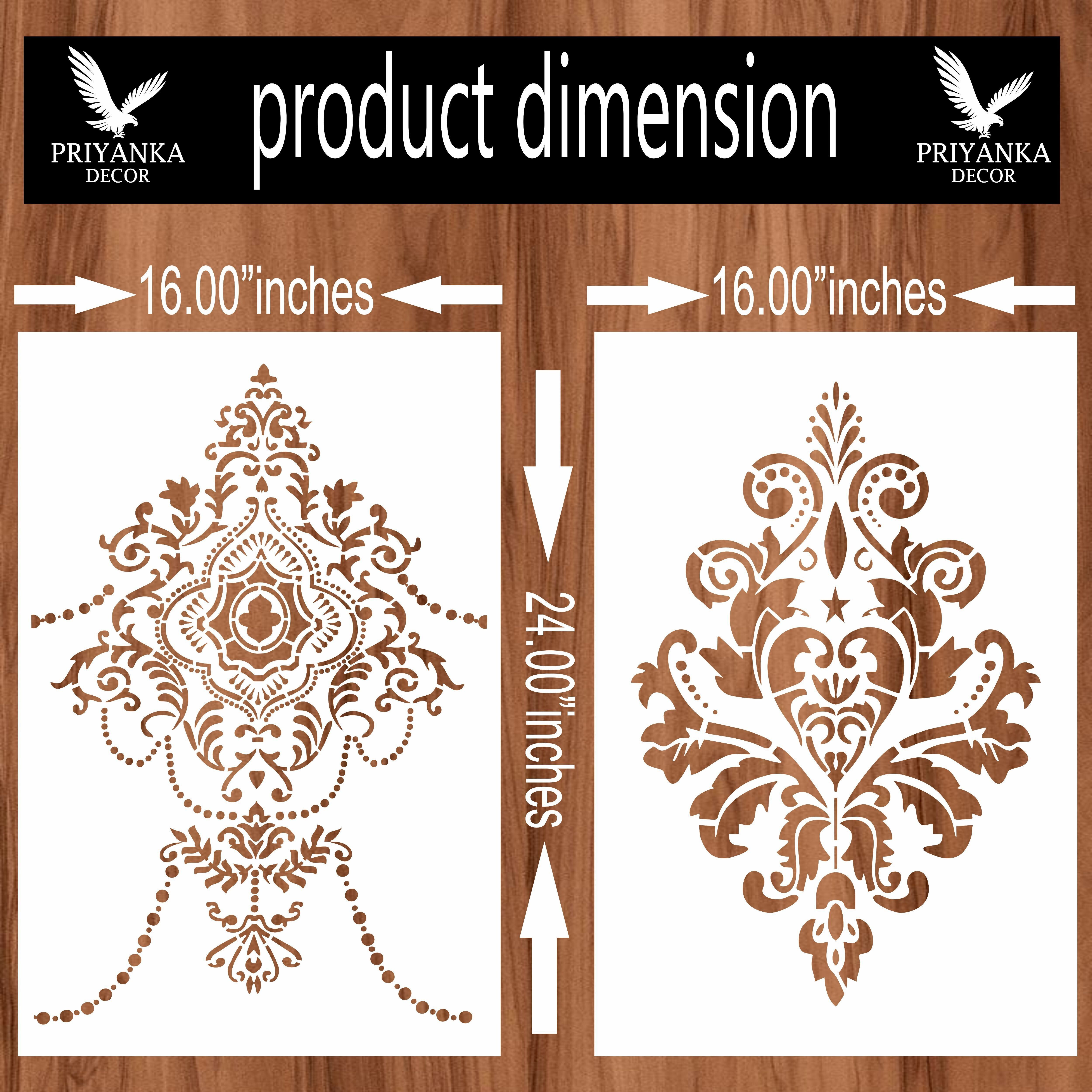 WALL PAINTING FOR STENCIL DESIGN OF WALL WITH COMBO SIZE (16 INCH X 24 INCH ) WITH FLORAL PATTERN STENCIL WALL DESIGNS FOR DECORATION OF ROOMS, CRAFT, CEILING, HALLS, ETC Stencil-image-42