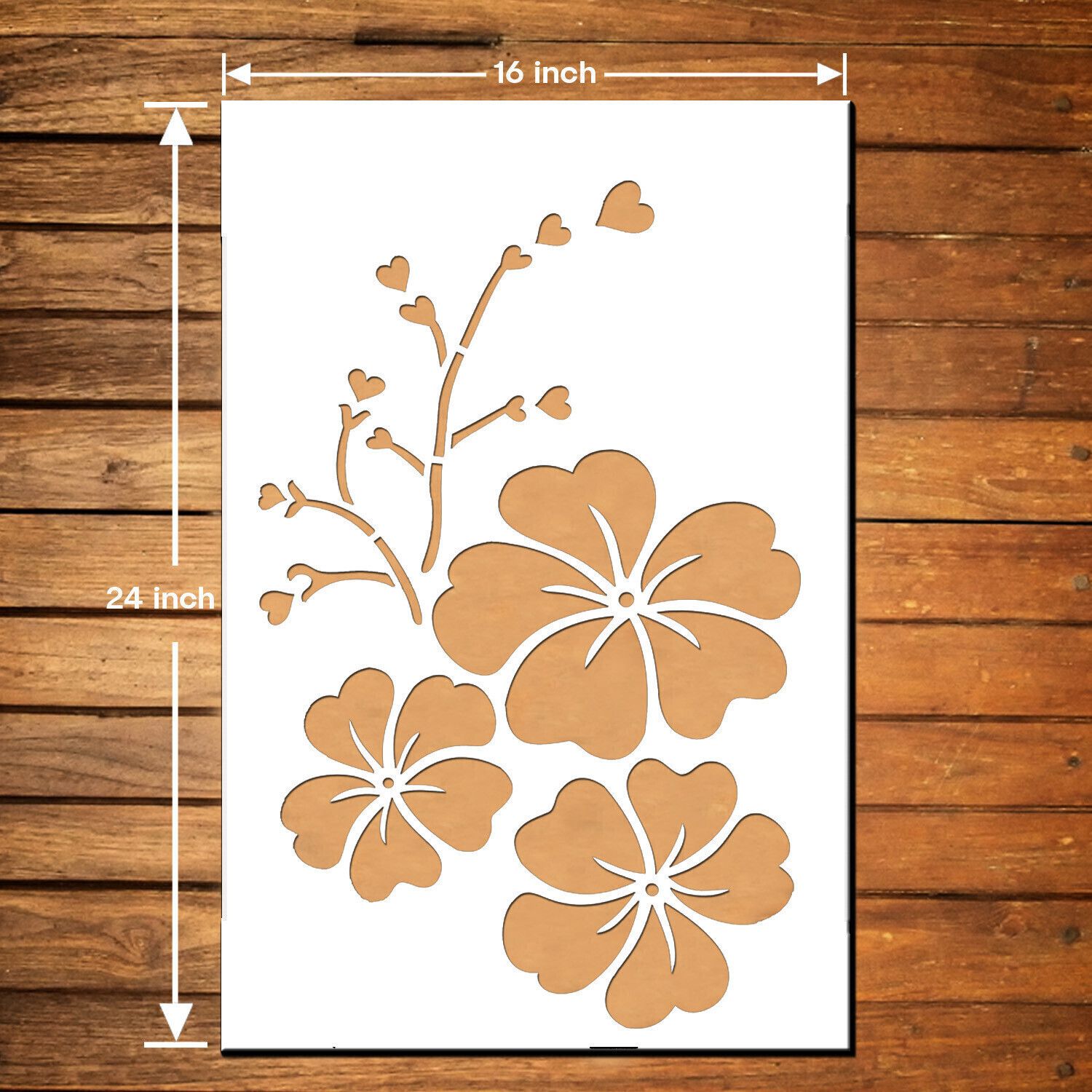 ARandNJ Stencils for wall Painting (Size:- 16X24 Inch) FLORAL PATTERN THEME- Hibiscus Heart Print DIY Reusable Design Suitable For Bedroom, Living Room, Studio, Entrance & Office Decoration Modern Wall Stencil-picture-45