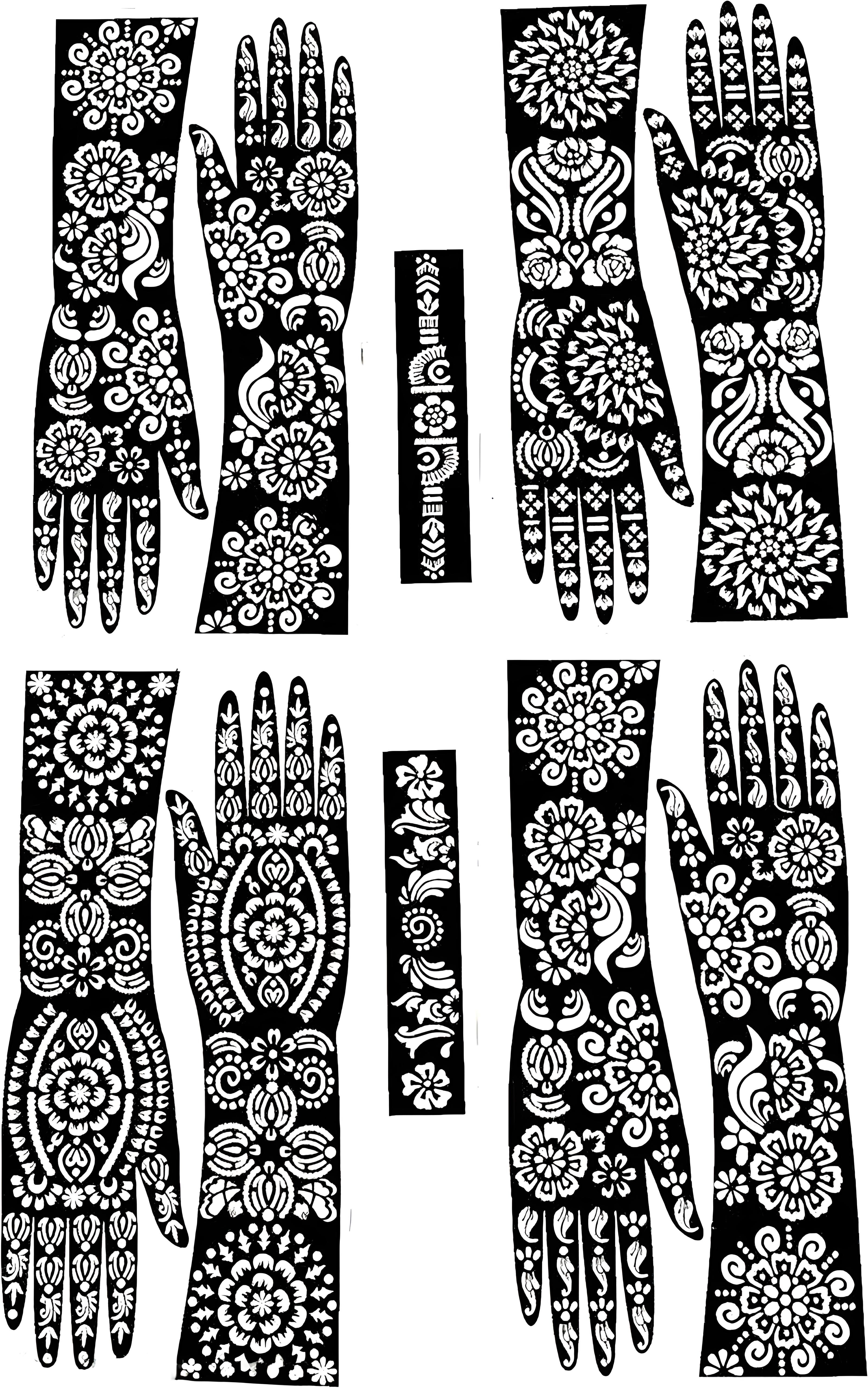 Mehandi Stencil For Female hands bridal, Mehendi Design Sticker Stencil MEHENDI AURA B19 Herbal, Natural Stencil-image-43
