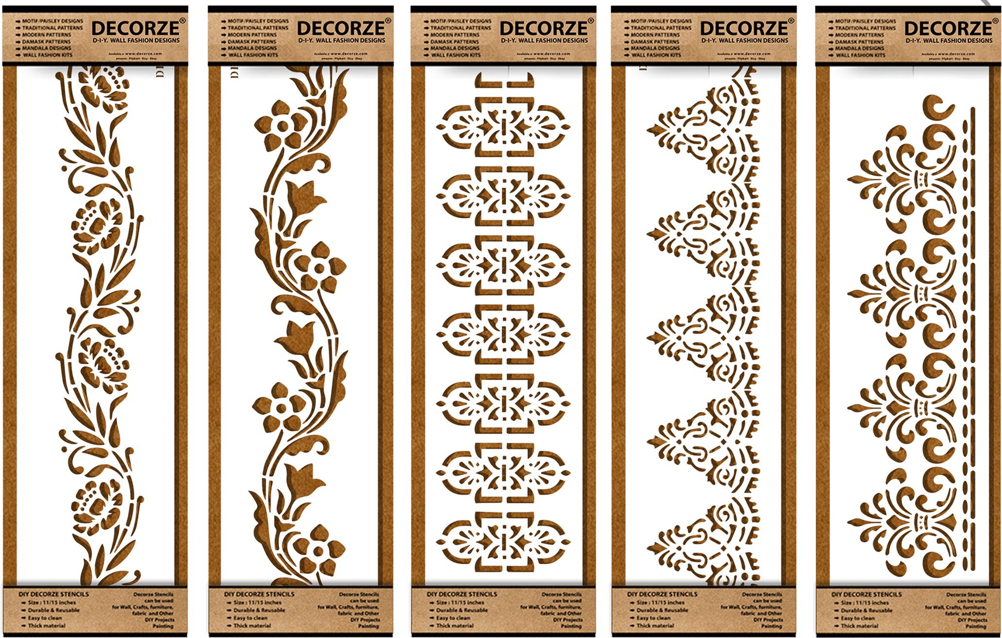 Decorze Plastic Stencils for Border Art, Wall, Border Stencils for Wall Painting 14-DB-53-54-55-56-52 PAINTING Stencil-picture-28
