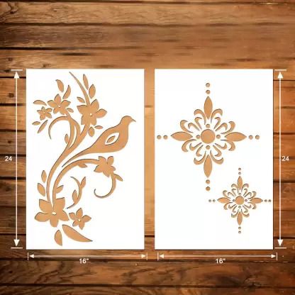 Combo Painting (Size:- 16X24 Inch), THEME- Pattern Reusable Design Ideal For Bedroom, Kids Room and Living Room Decoration Stencil-image-8
