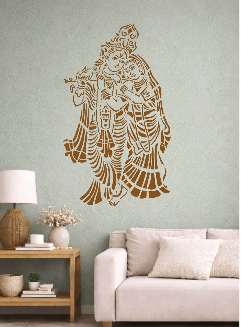 oliveart Krishna Flute DIY Wall Art Stencil Radha Krishna Wall Stencil for Painting Suitable For Bedroom, Drawing Room & Office Decoration Modern Home Wall Arts Stencil-picture-14
