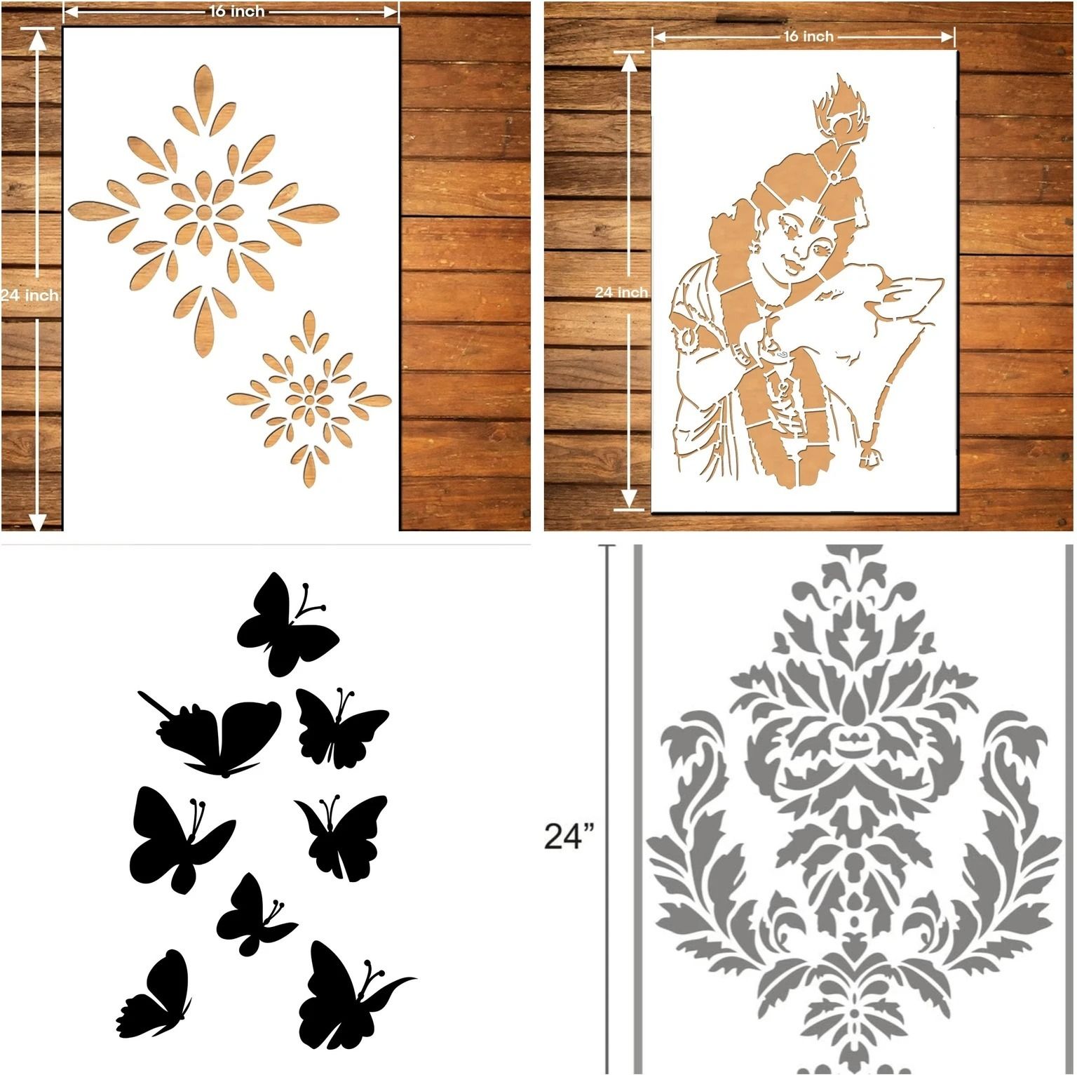 flexishine decor WALL PAINTING FOR (SIZE 16X24 INCH) PATTERN THEME, (223) Suitable For Bedroom, Drawing Room & Office Decoration Modern Home Wall Arts Stencil-picture-38