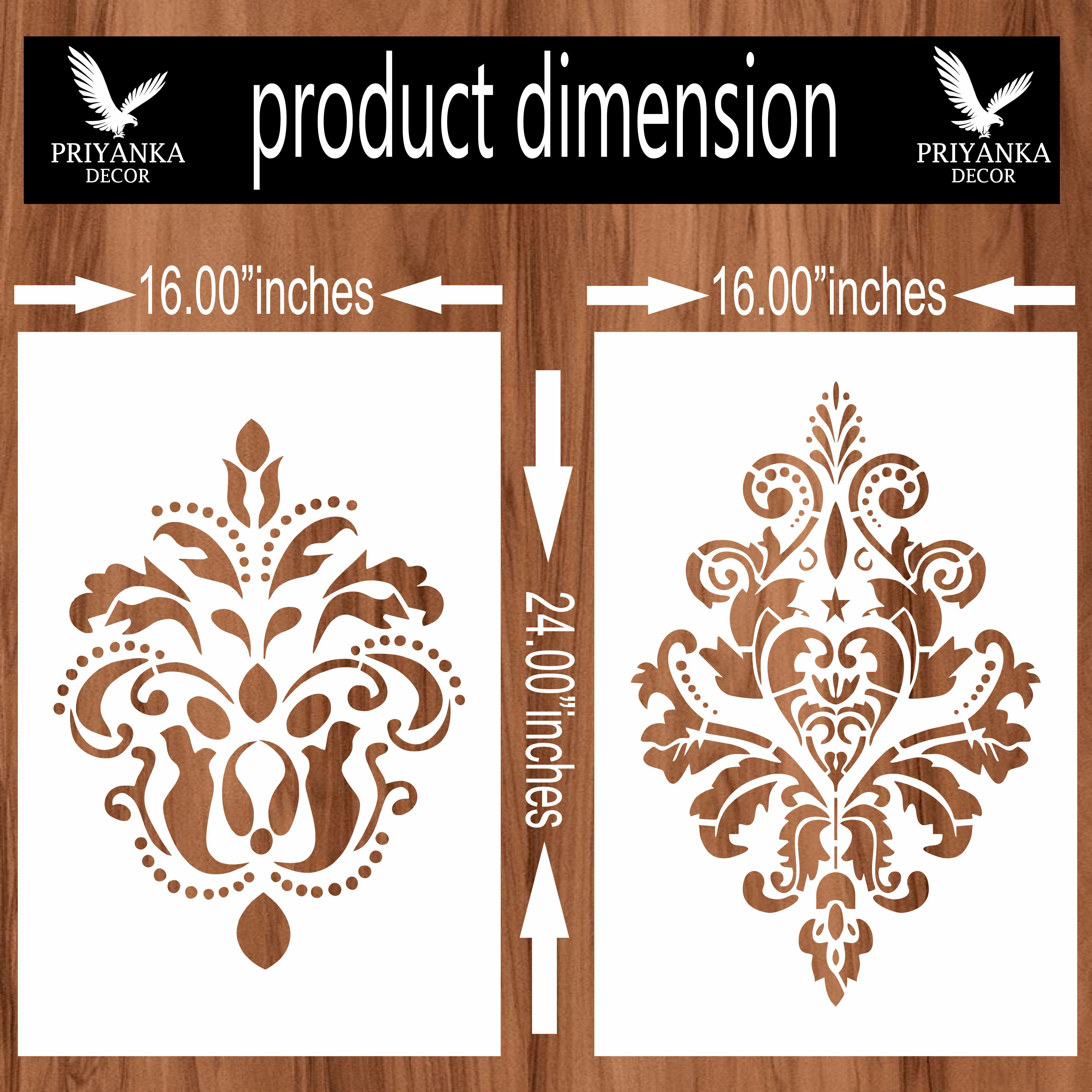 WALL PAINTING FOR STENCIL DESIGN WITH COMBO SIZE, (16 INCH X 24 INCH ) WITH FLORAL PATTERN STENCIL WALL DESIGNS FOR ROOMS, CRAFT, CEILING AND HALLS. Stencil-image-44