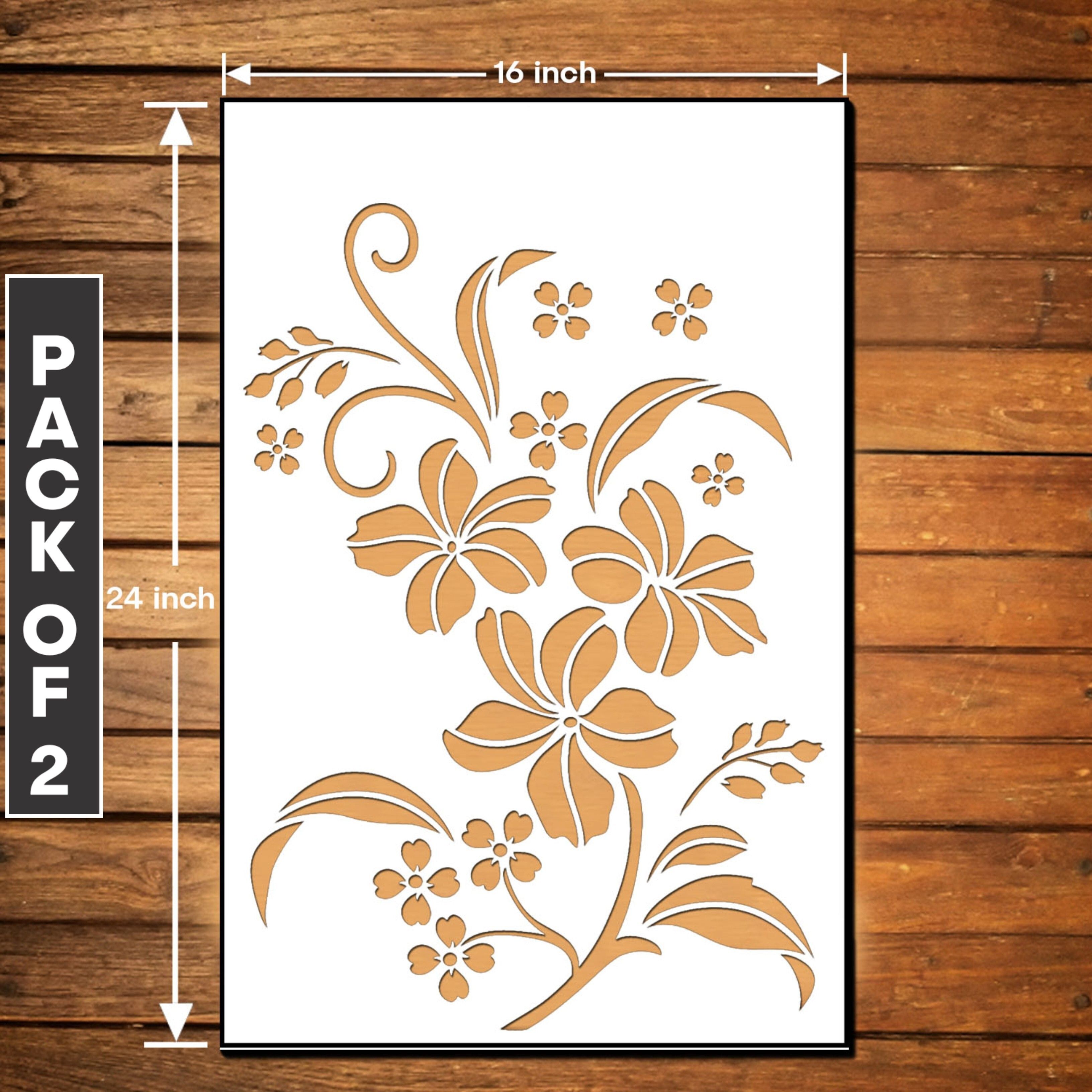 Painting Wall Stencils (Pack of 2, Size:- 16 X 24 Inch) BOTANICAL PRINT THEME- Beautiful Flower Reusable DIY Design Suitable For Living Room, Drawing Room & Office Decoration Wall Stencil-image-47