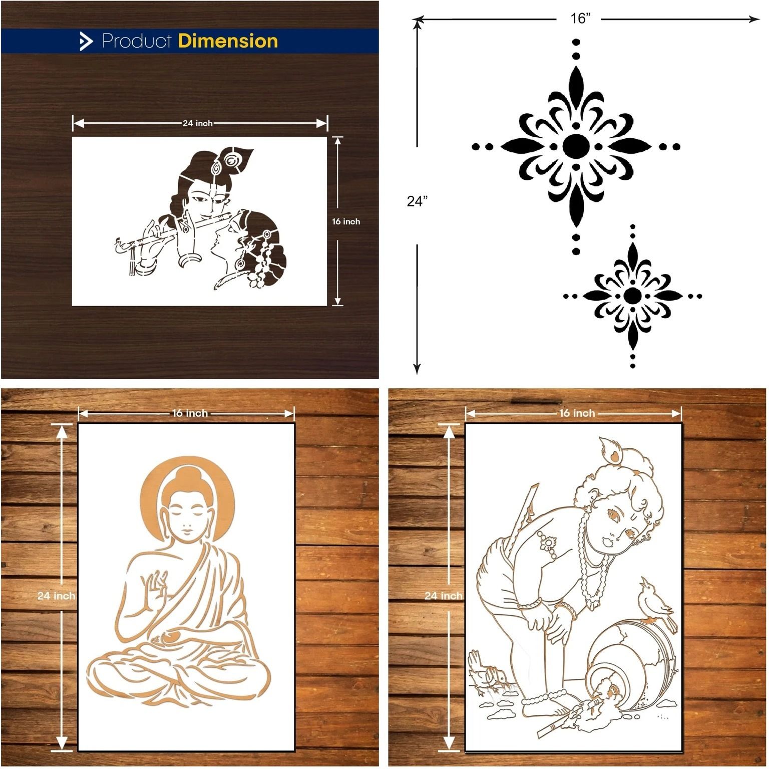 flexishine decor WALL PAINTING FOR (SIZE 16X24 INCH) PATTERN THEME, (224) Suitable For Bedroom, Drawing Room & Office Decoration Modern Home Wall Arts Stencil-picture-20