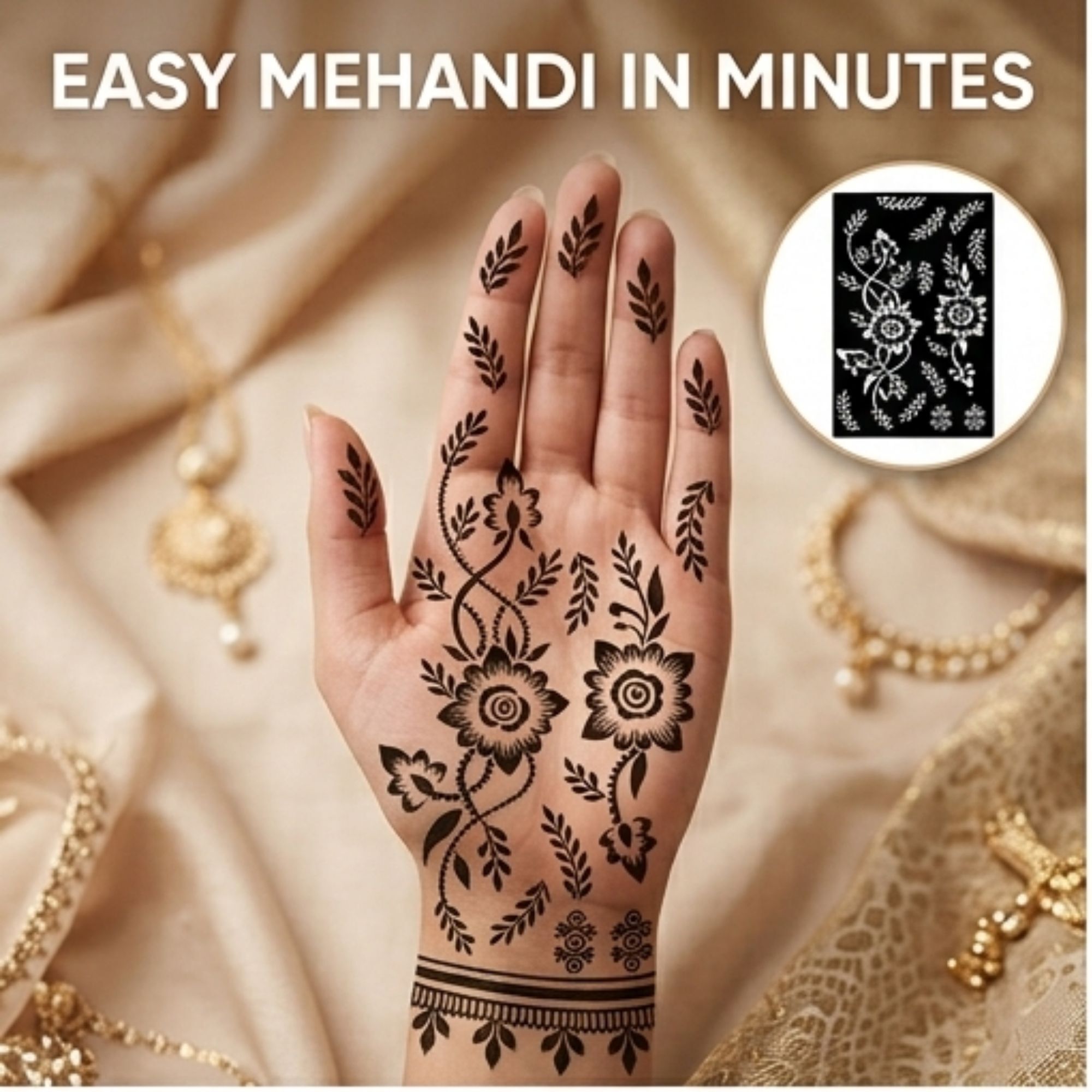 Indian Wedding Bridal Mehndi Stencil Sticker Indian Wedding Bridal Mehndi Stencil Sticker Full hand | Trending | Mehendi Designs Stencil-image-46