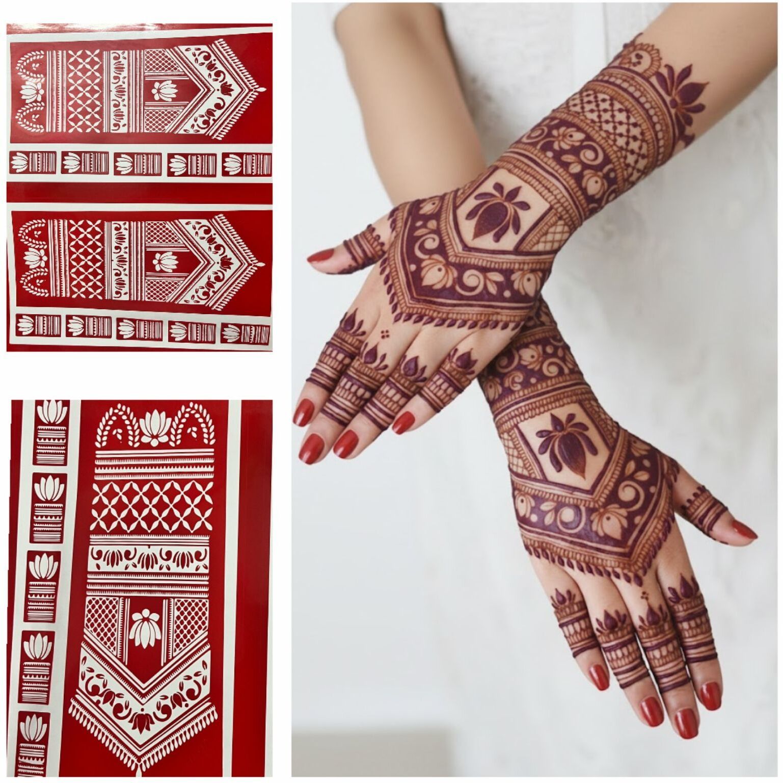 priksha enterprises Traditional Full Hand Mehndi Stencil | Geometric & Floral Henna Design Reusable Bridal Mehndi Pattern HENNA STENCIL Stencil-picture-25
