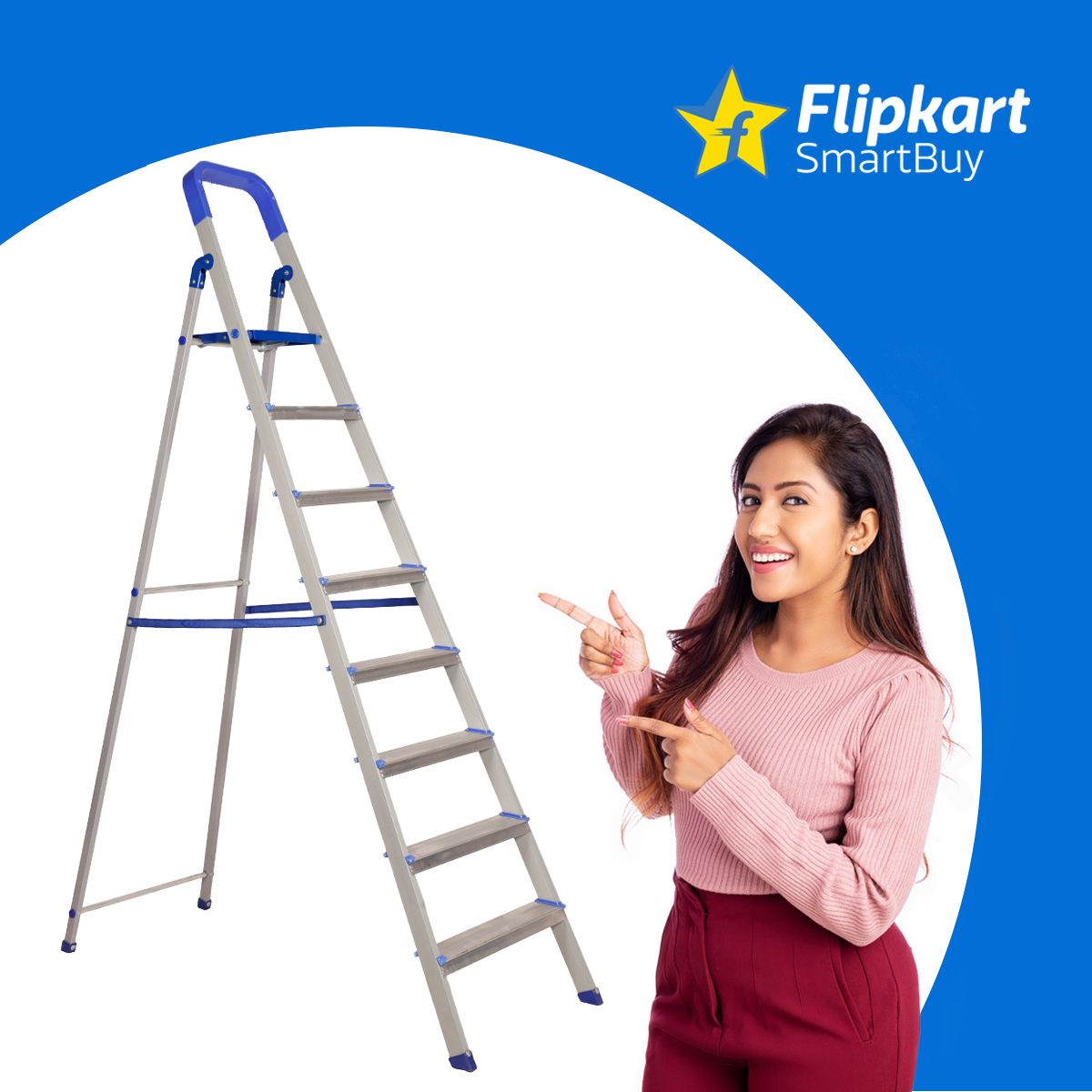 flipkart smartbuy Heavy Duty Hybrid Aluminum Step -8 Step Powder Coated Section Steel Ladder-picture-12