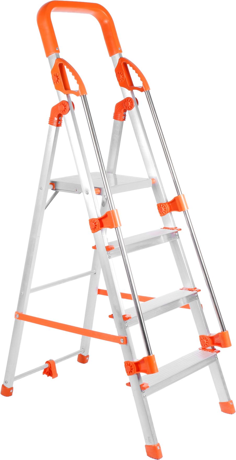 mizu 4 Steps Ladder With Railing For Home| 400 Kgs Load Capacity & Anti-Skid Shoes Aluminium Ladder-picture-27