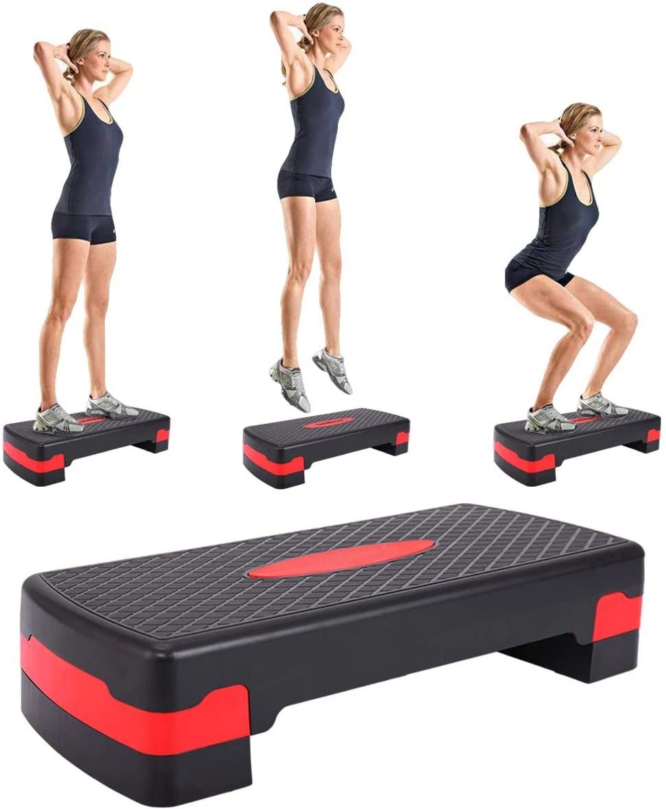 Adjustable 27'' Fitness Aerobic Step Adjust 4" - 6" Exercise Stepper-image-5