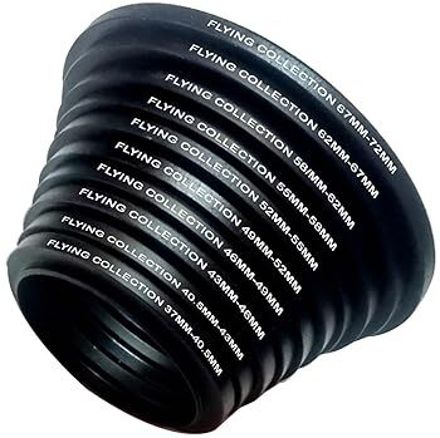 FLYING COLLECTION 37mm to 72mm Step Up Lens Filter Ring Set 37-40.5mm, 40.5-43mm, 43-46mm, 46-49mm, 49-52mm, 52-55mm, 55-58mm, 58-62mm, 62-67mm, 67-72mm Step Up Ring