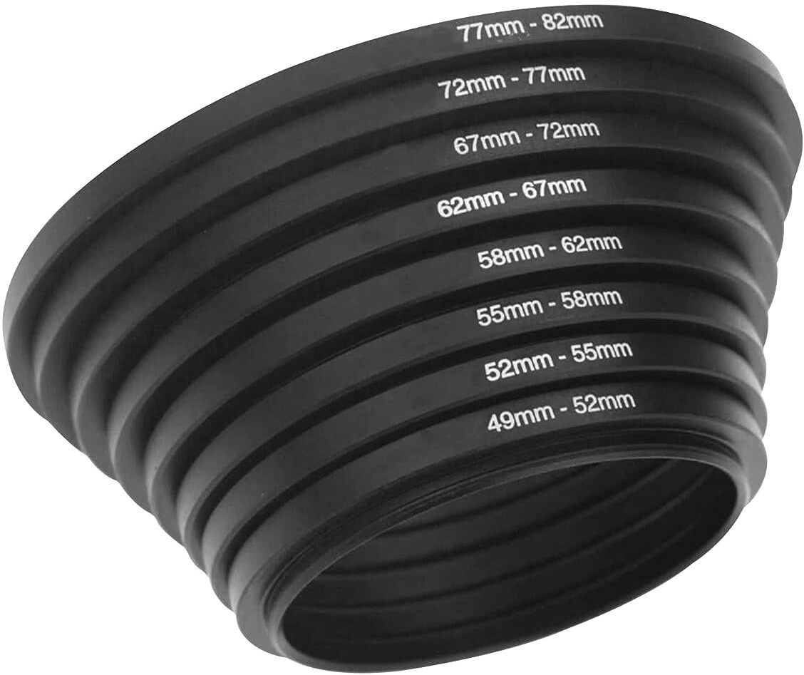 Hiffin Camera Lens Step Up Filter Adapter Rings, 49-52, 52-55, 55-58, 58-62, 62-67, 67-72, 72-77, 77-82mm Aluminum Threaded Metal Step Up Ring-image-21