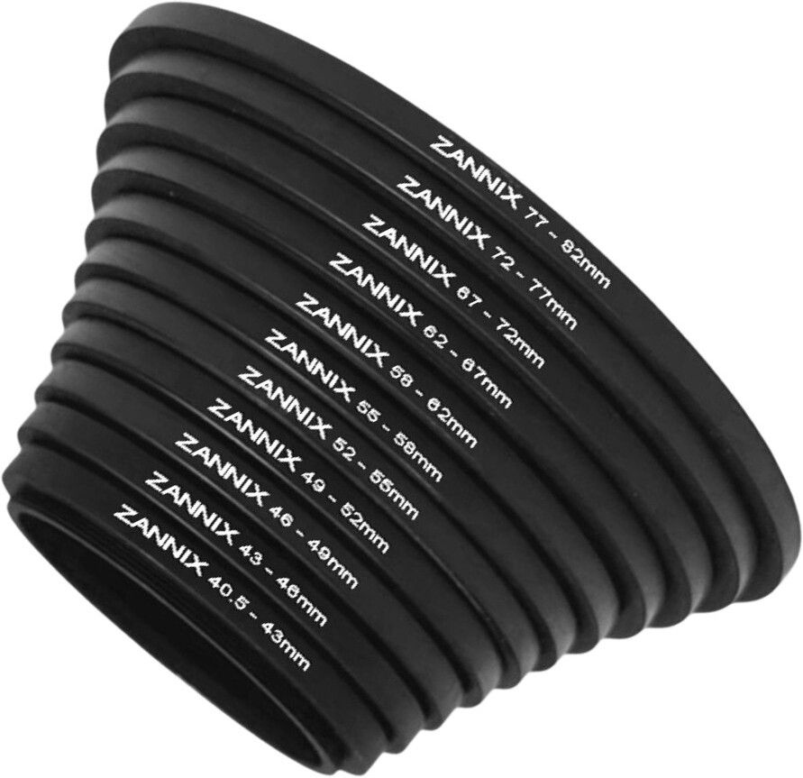 ZANNIX 40.5-43, 43-46, 46-49, 49-52, 52-55, 55-58, 58-62, 62-67, 67-72, 72-77, 77-82mm Camera Lens Step Up Ring Set 40.5-82mm (11 Pieces) Premium Aluminum Filter Step Up Ring-image-11