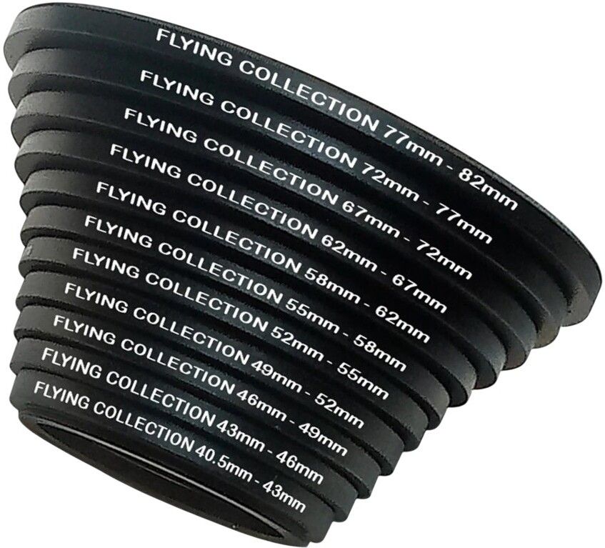 FLYING COLLECTION ® 40.5mm-82mm Step Up Ring 11pcs set , 40.5-43, 43-46, 46-49, 49-52, 52-55, 55-58,58-62, 62-67, 67-72, 72-77, 77-82mm Metal Step Up Rings Kit Step Up Ring-image-49