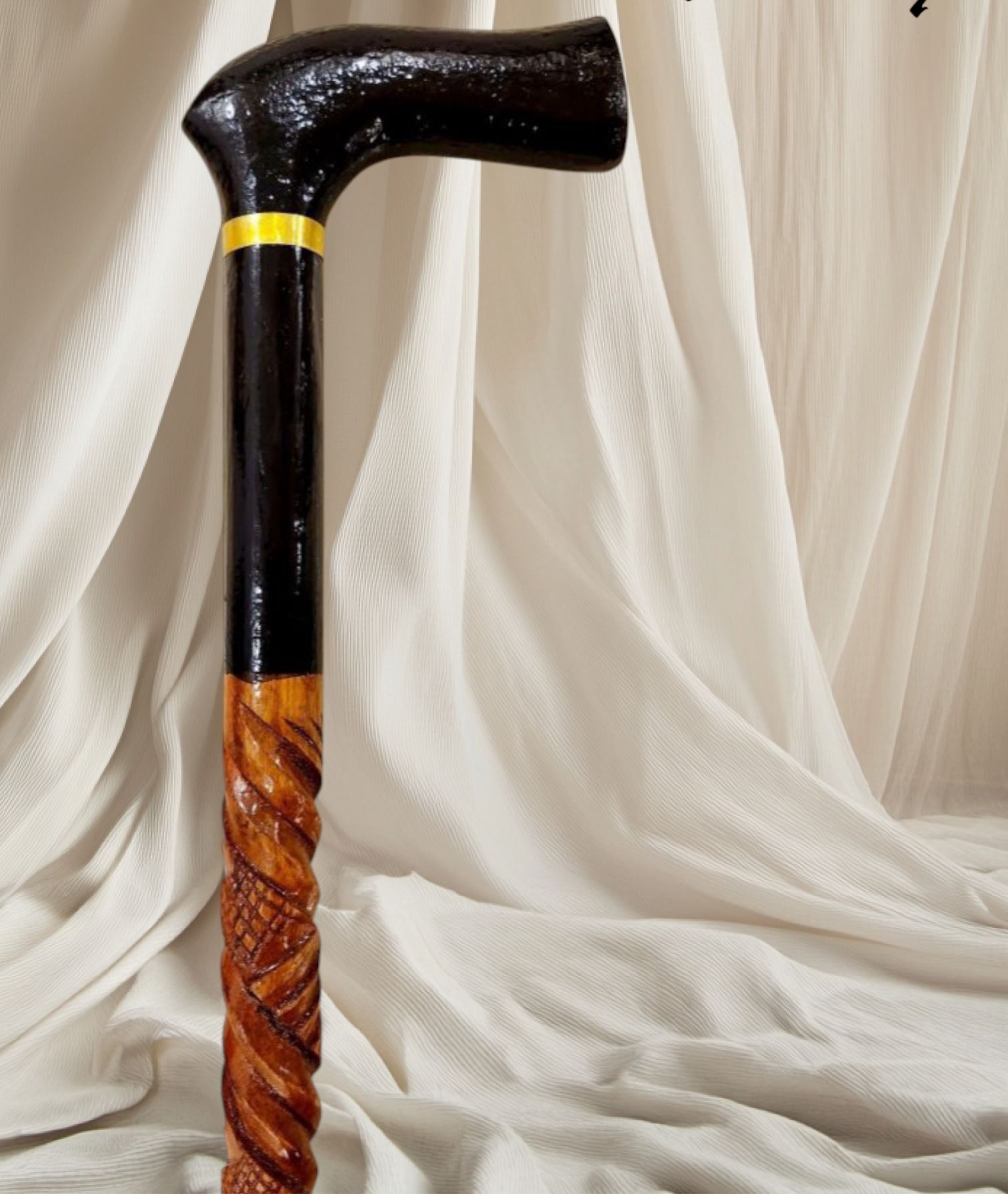 galaxy shine Morning Wooden Walking Stick in Black Upper Base For Men & Women Support Stick - 36 inch-picture-21