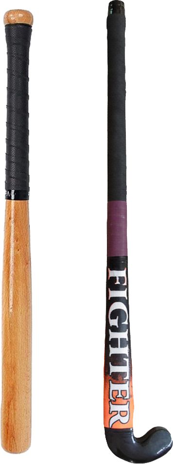 Durable Wooden Black Hockey Stick & Basebat Combo Set for Practice & Beginners Hockey Stick - 36 inch-image-48