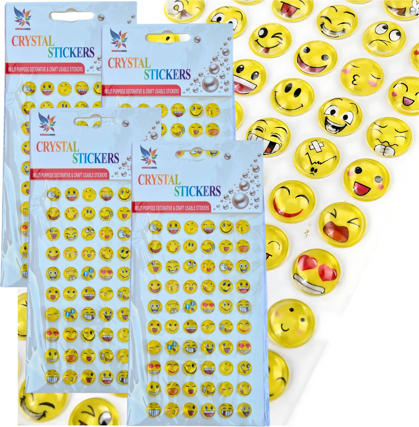 20 cm X 8.5 cm Smiley Crystal Sticker Sheets with 60 Self Adhesive Sticker-image-29
