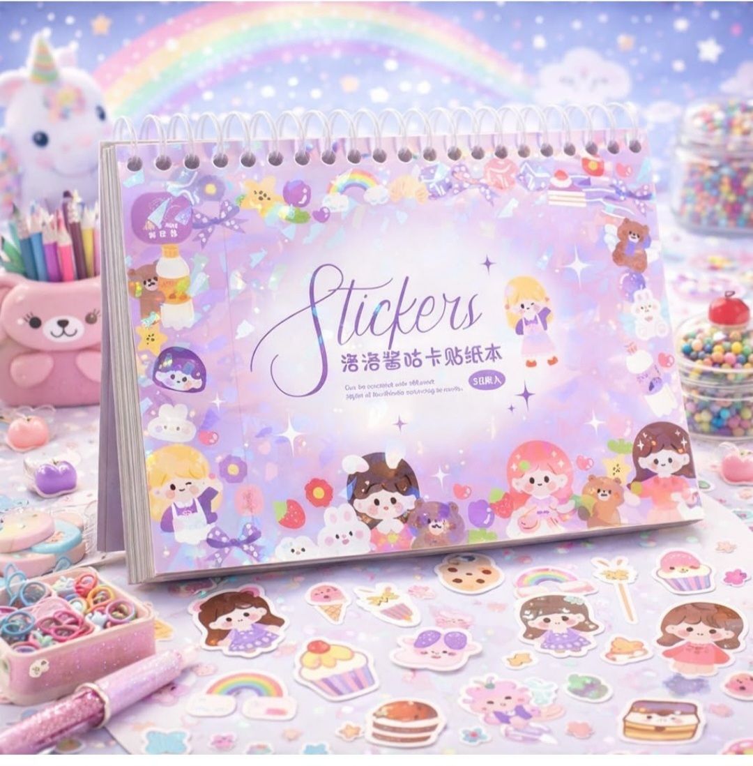 17 cm Kawaii Stickers Cartoon Theme Washi Project Sticker Book 50 Sheets/4000 Sticker Self Adhesive Sticker-image-48