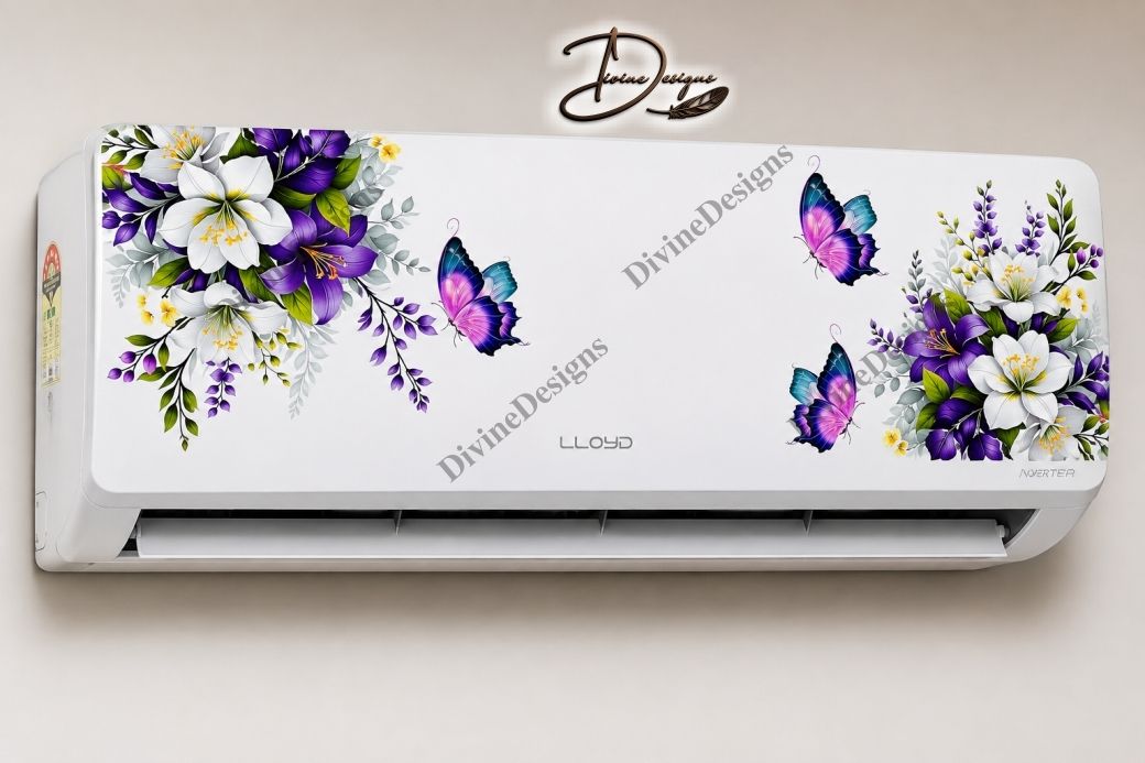 64 cm Purple White Flowers & Butterfly Self Adhesive Sticker-image-22