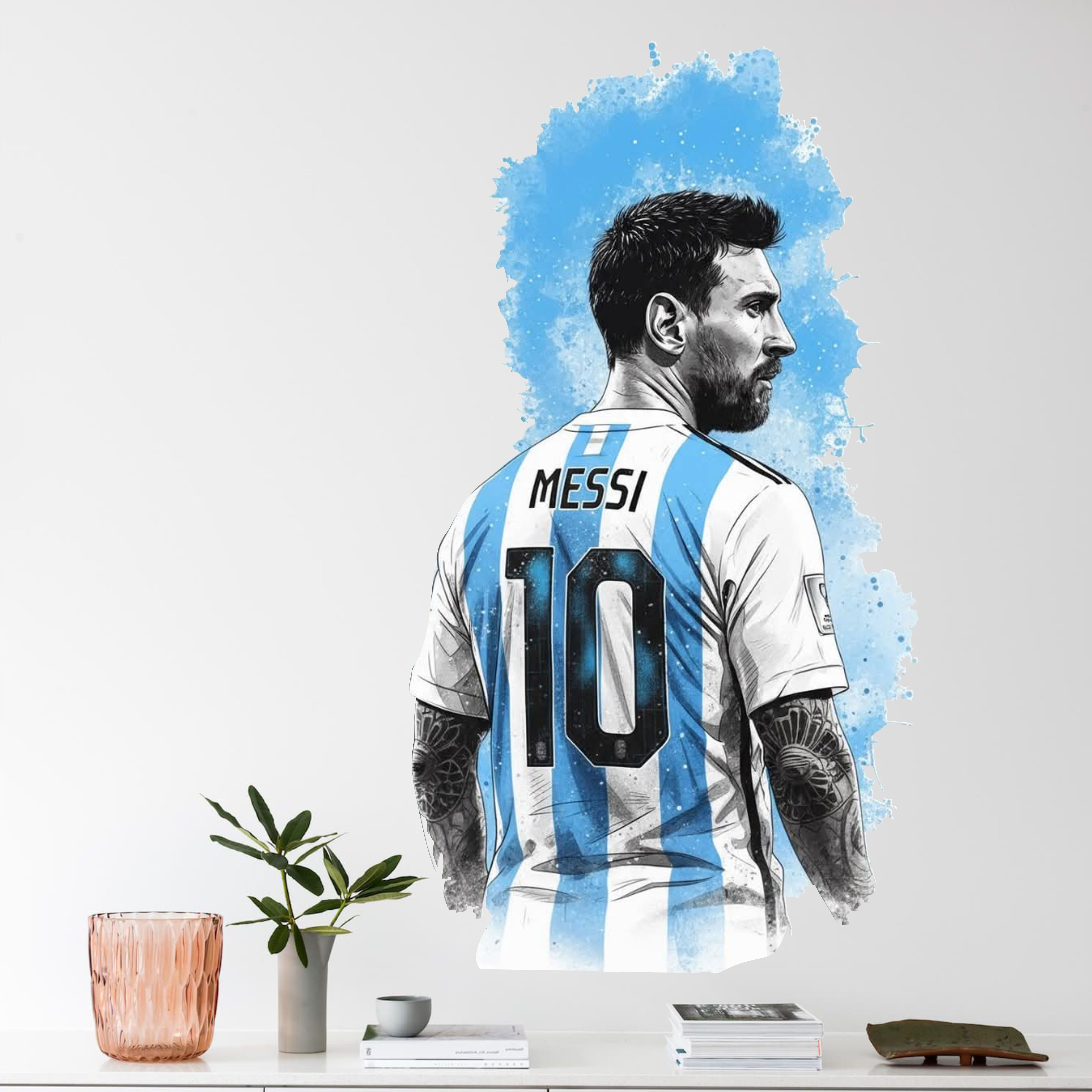 decor villa 58 cm Lionel Messi Argentina No 10 Football stickers Self Adhesive Sticker-picture-0