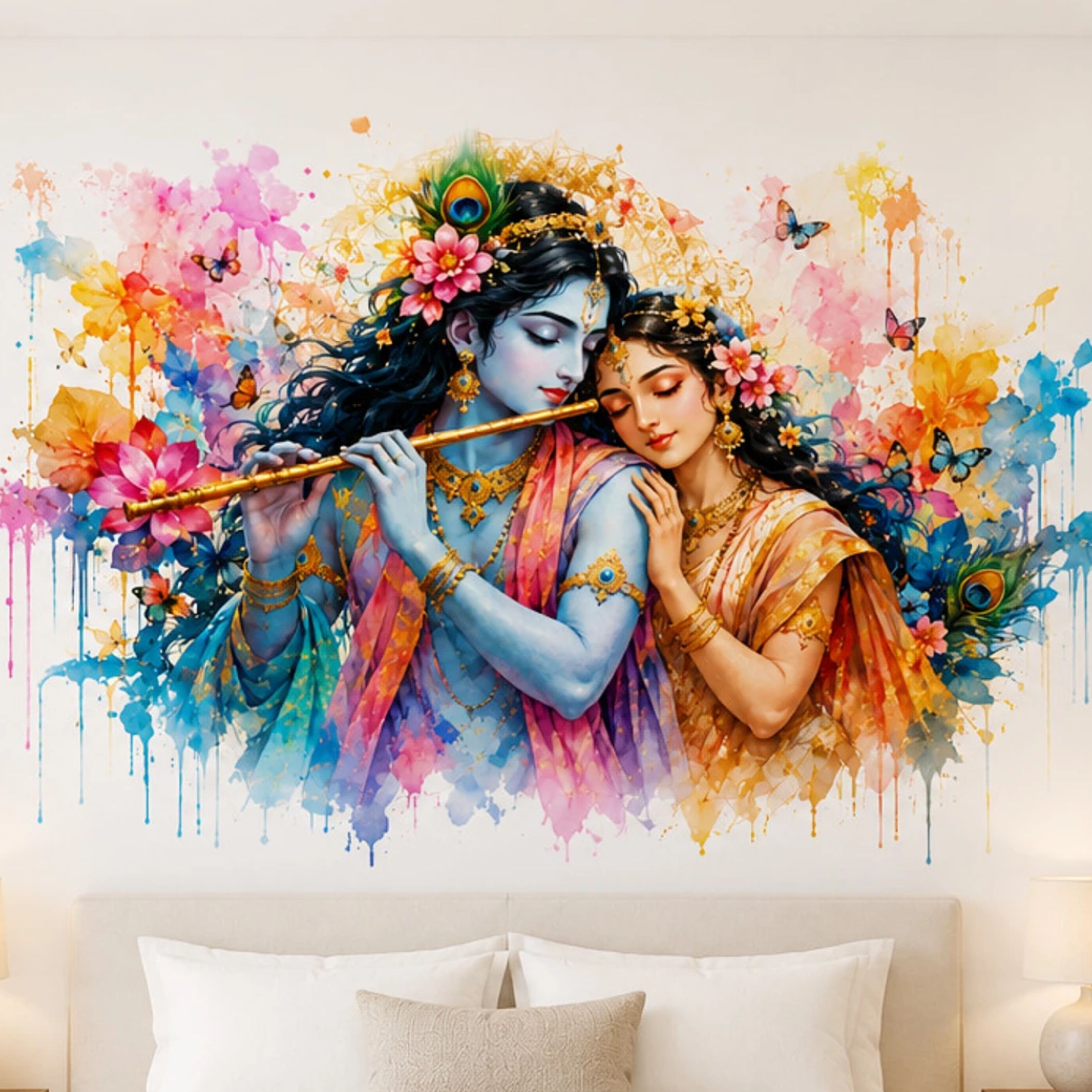 51 cm Decorative Modern Krishna Radha Wall Decor Decal Self Adhesive Sticker-image-6
