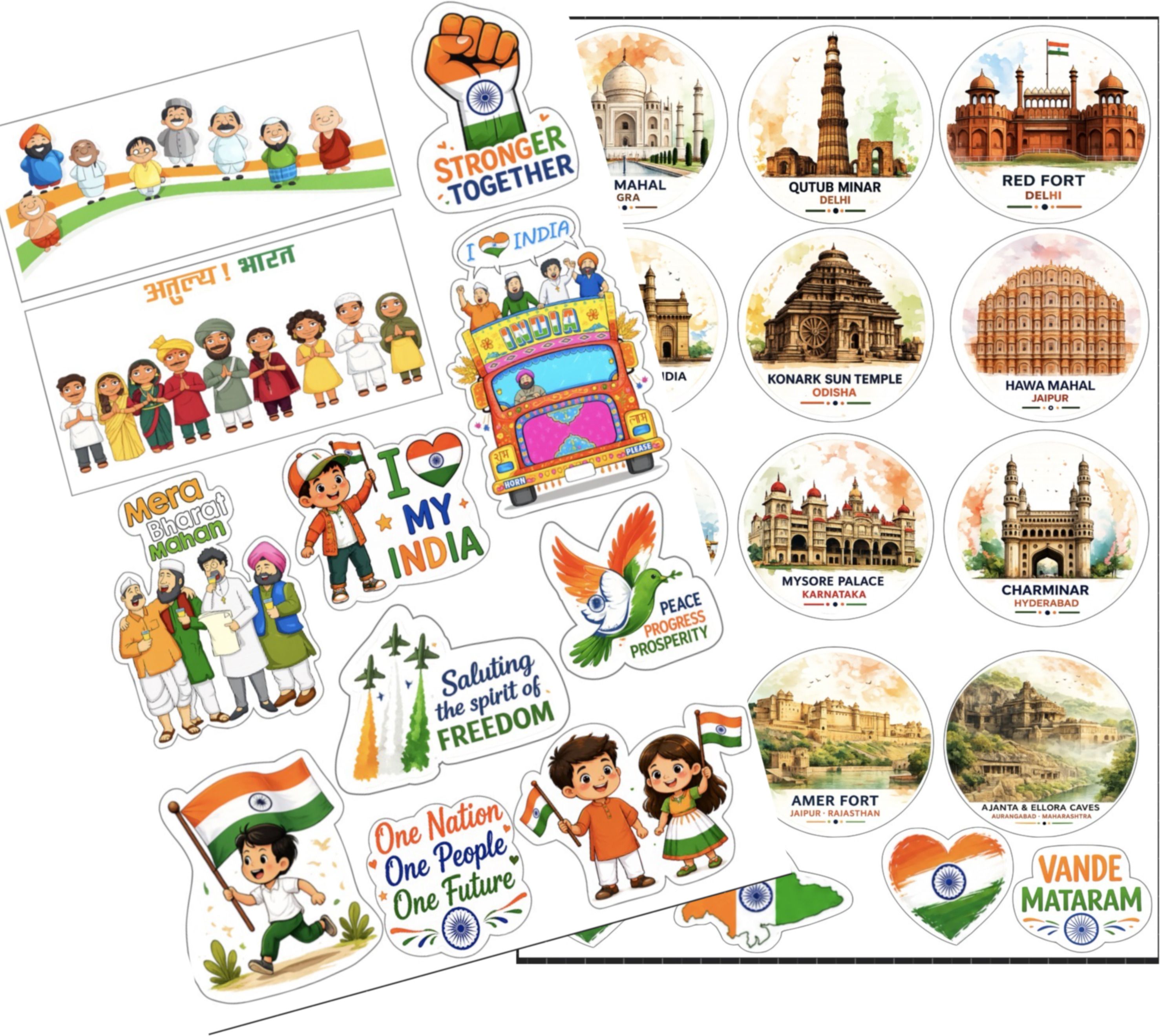 4.5 inch Independence Day Premium ,Medium Kiss Cut Stickers Self Adhesive Sticker-image-35
