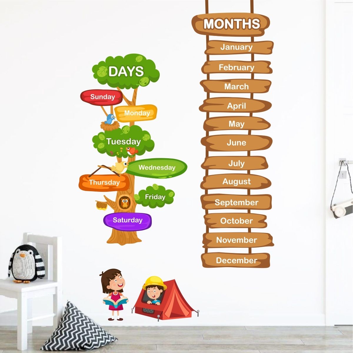 decal o decal 120 cm Days And Months Name For Kids Self Adhesive Sticker-picture-21