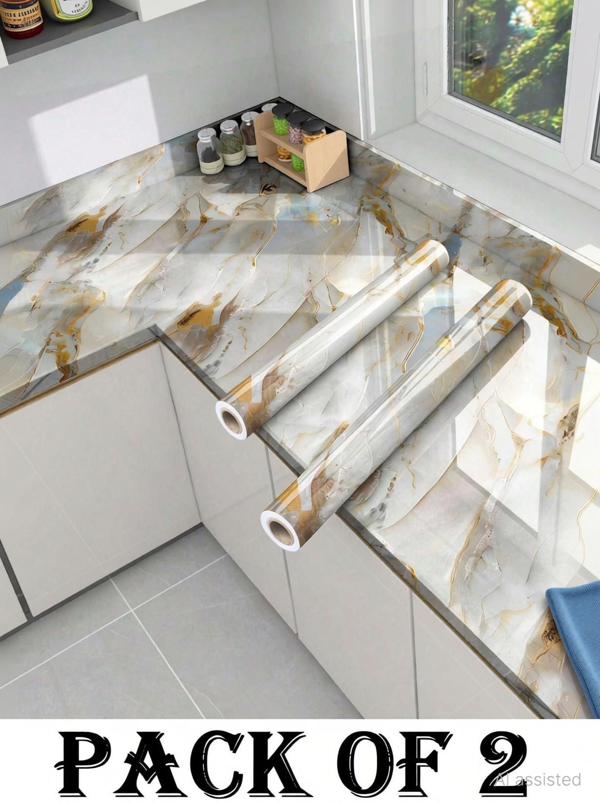 400 cm Kitchen Stickers Waterproof Roll Premium Wall Stickers Floor Sticker Self Adhesive Sticker-image-28