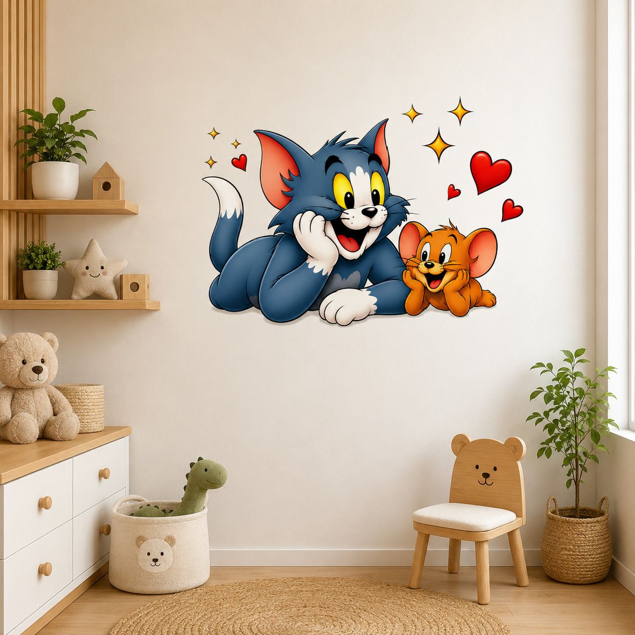 72 cm om & Jerry Cartoon Wall Sticker for Kids Room | Cute Nursery Wall Decal Self Adhesive Sticker-image-11