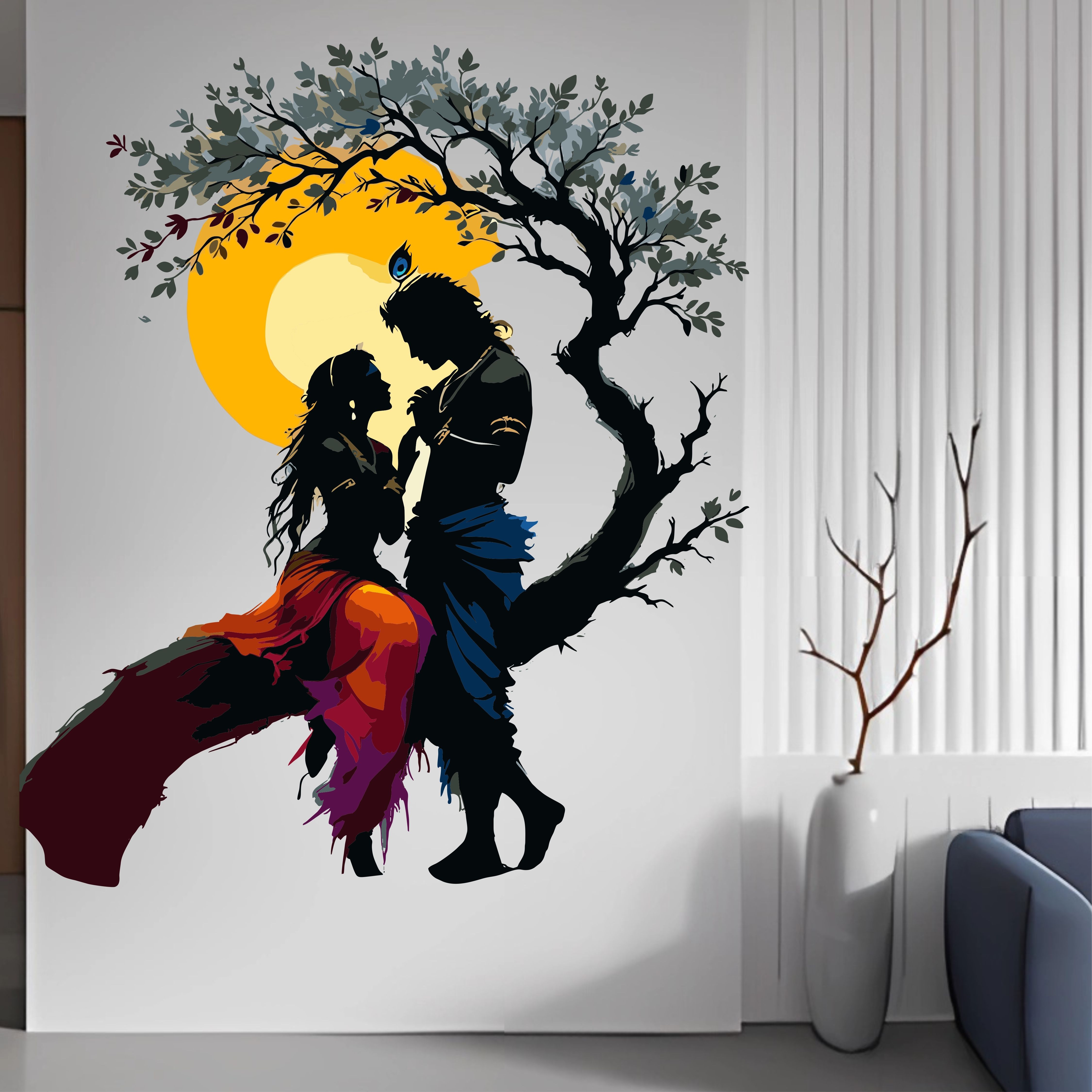 24 inch Adorable Radha Krishna Wall Stickers for Home Self Adhesive Sticker-image-2